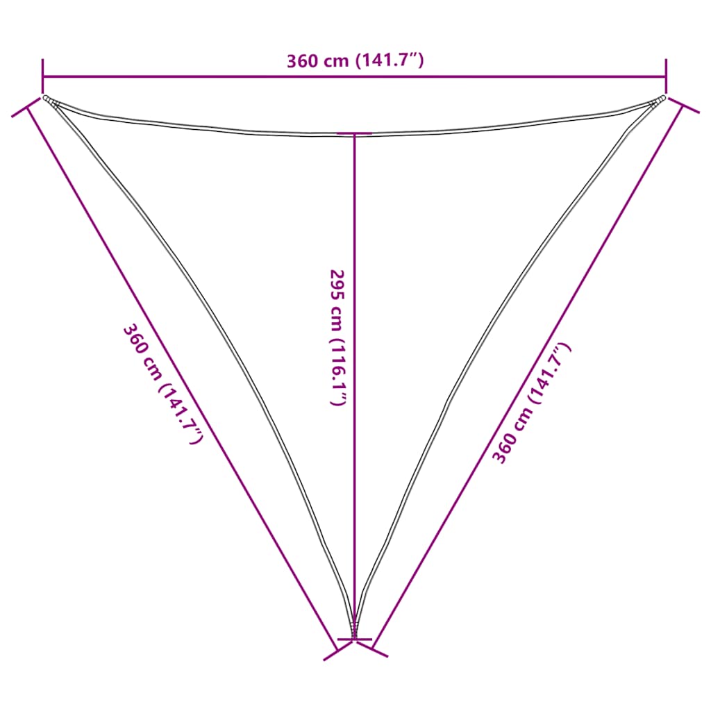 solsejl 3,6x3,6x3,6 m oxfordstof trekantet sort