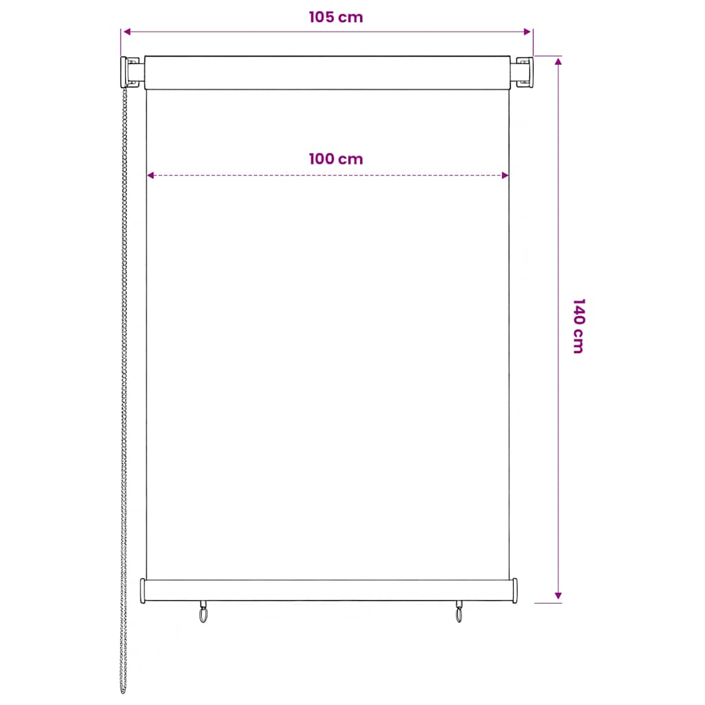 udendørs rullegardin 105 (B) x 140 (H) cm HDPE mørkegrøn