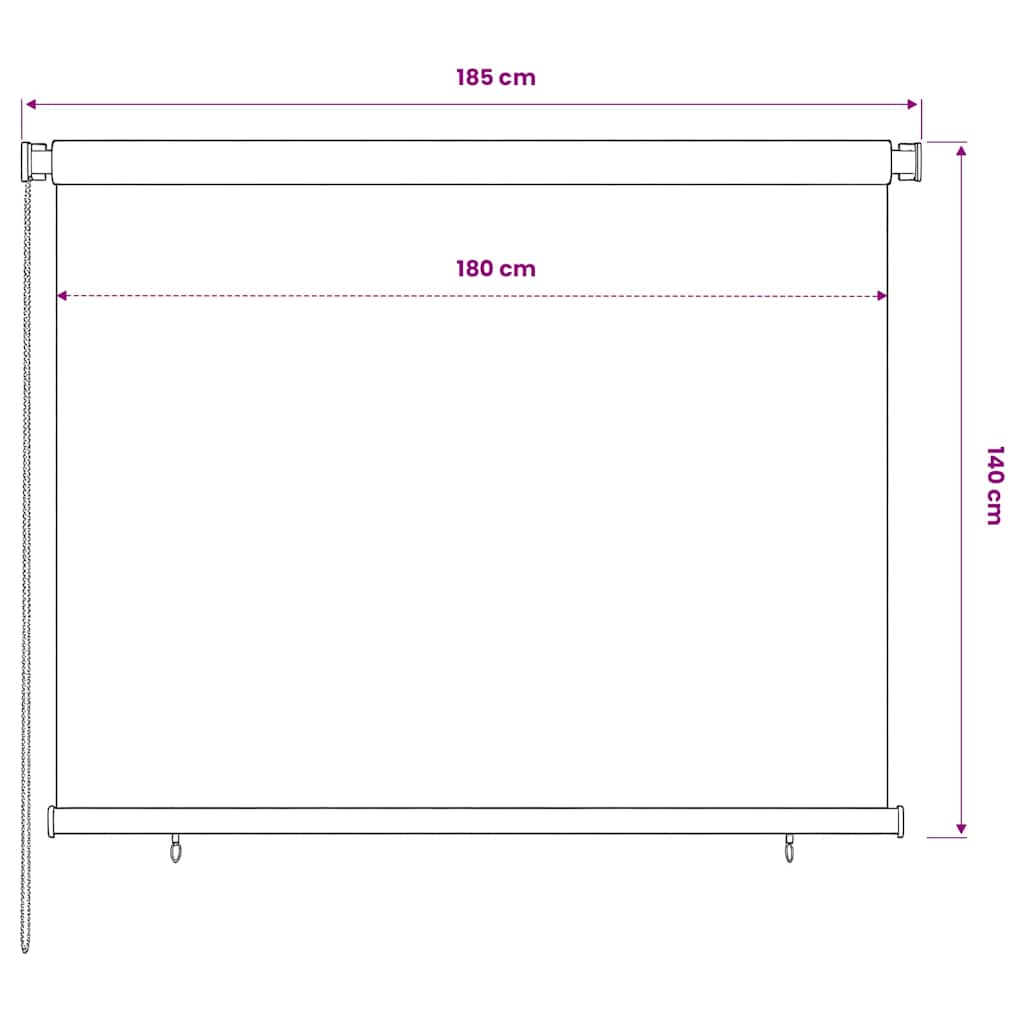 udendørs rullegardin 185 (B) x 140 (H) cm HDPE mørkegrøn