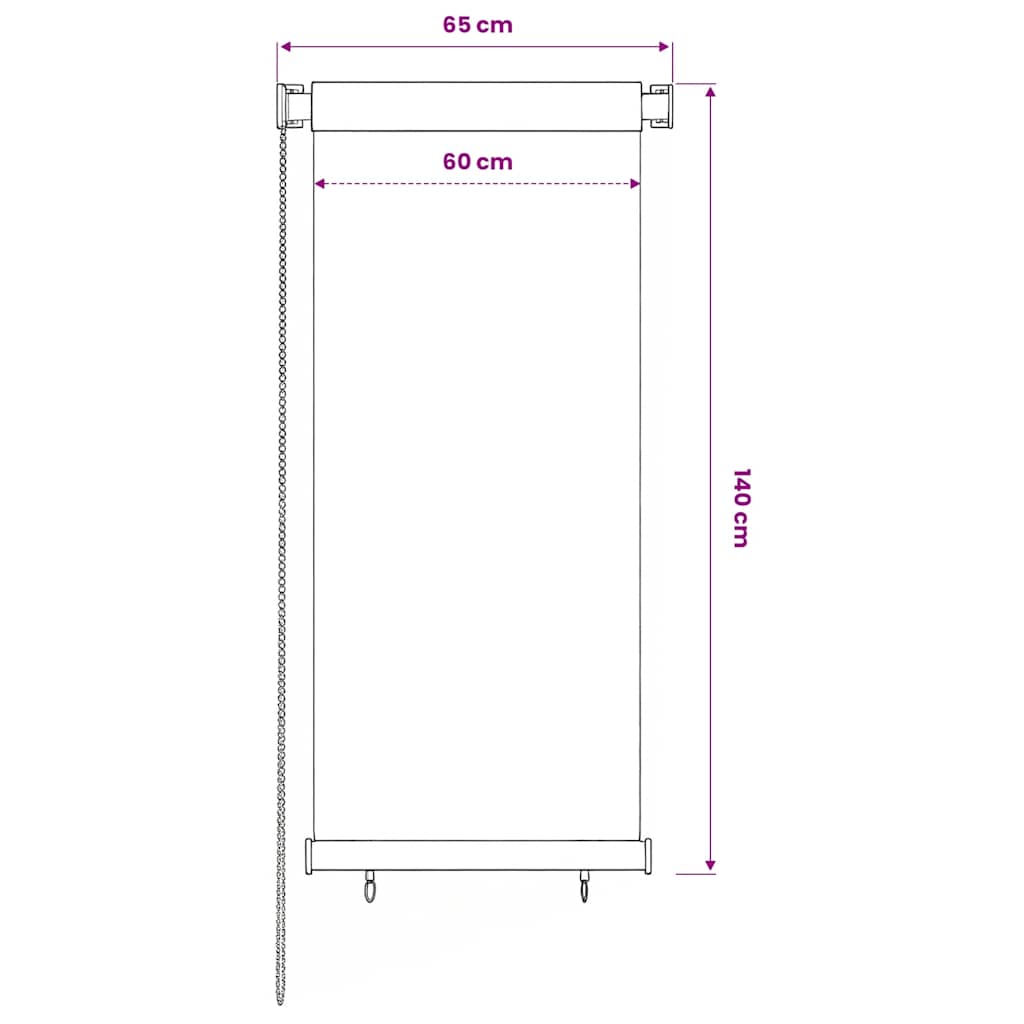 udendørs rullegardin 65 (B) x 140 (H) cm HDPE blå