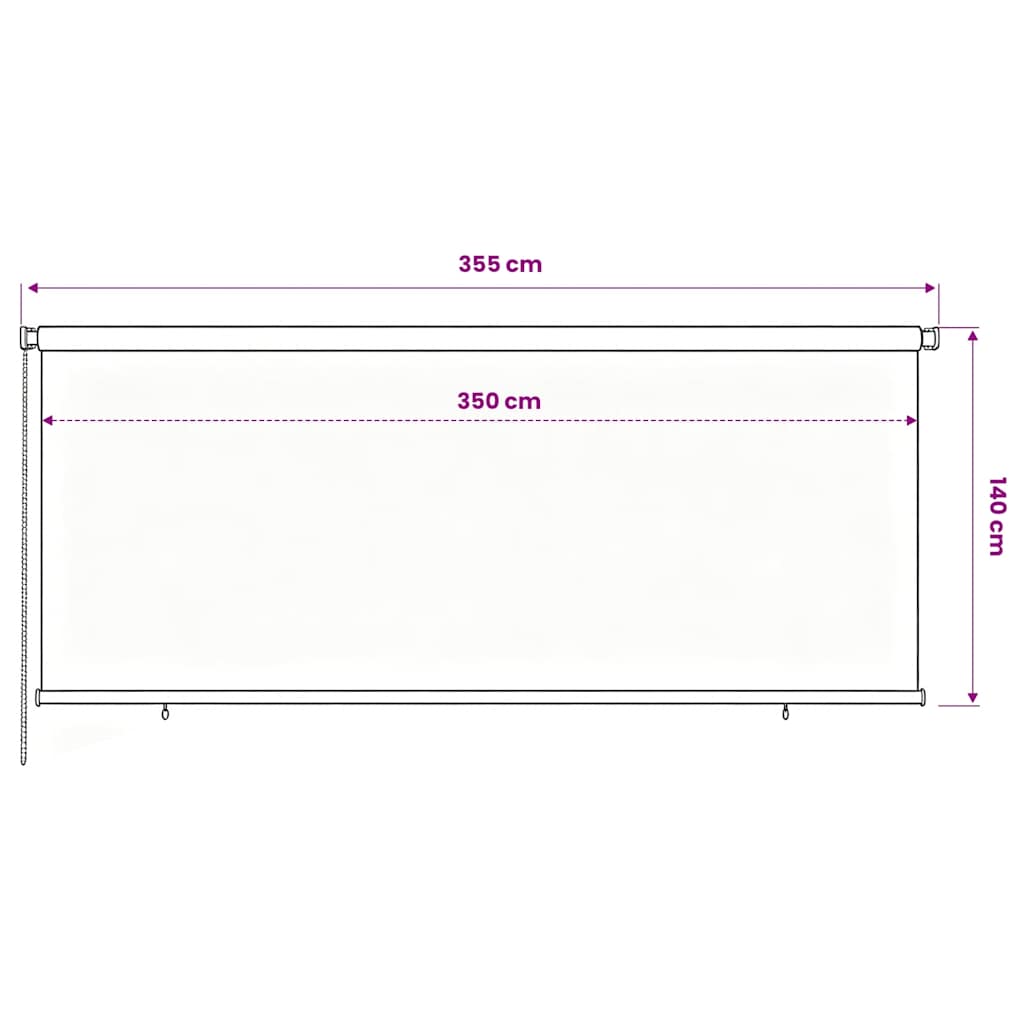 udendørs rullegardin 355 (B) x 140 (H) cm HDPE blå