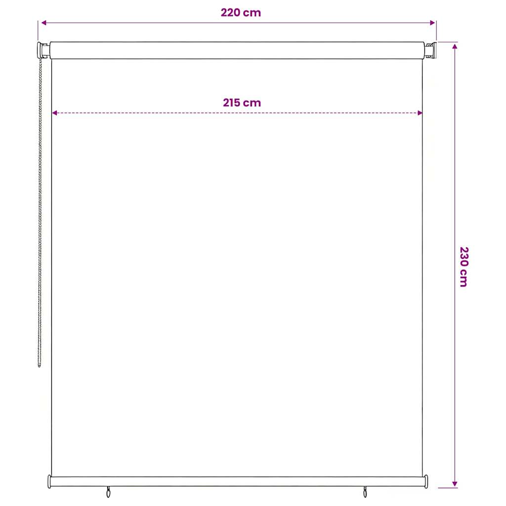 udendørs rullegardin 225 (B) x 230 (H) cm HDPE blå
