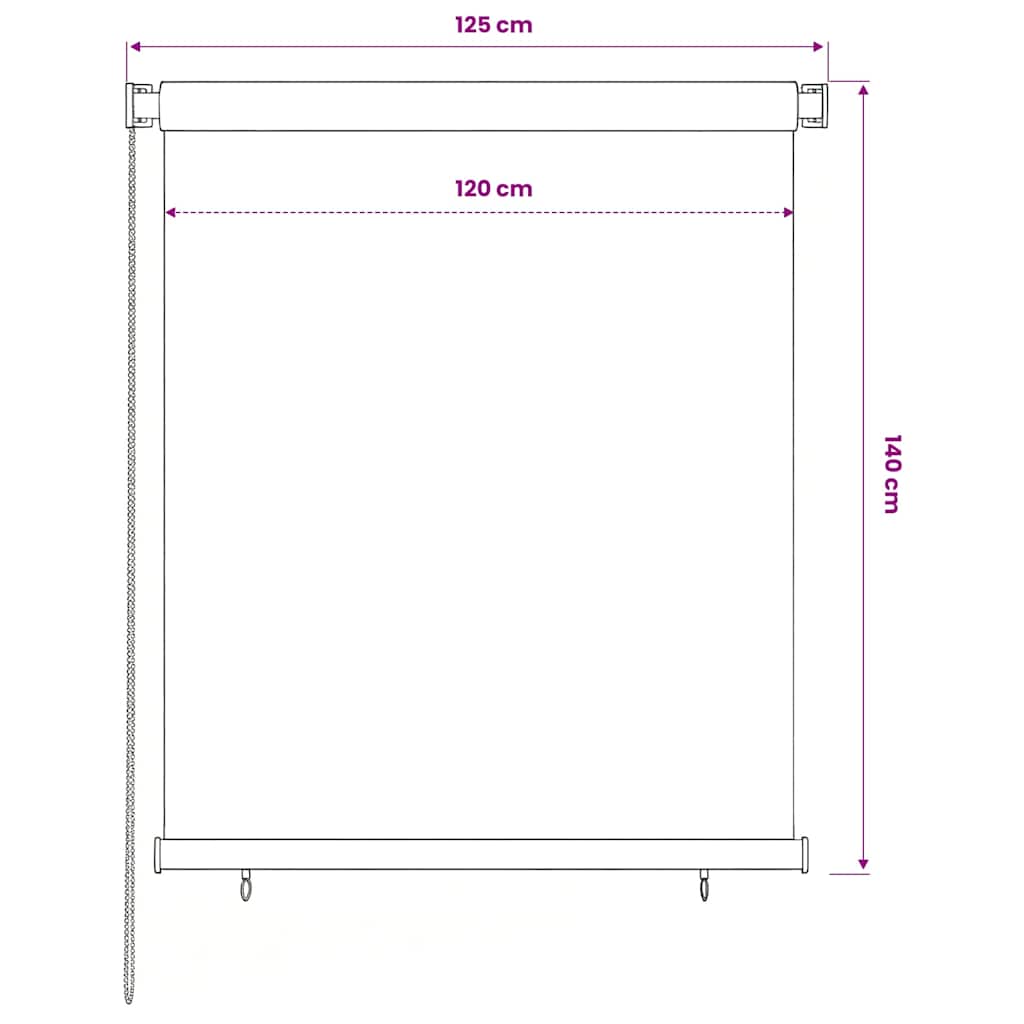 udendørs rullegardin 125 (B) x 140 (H) cm sort
