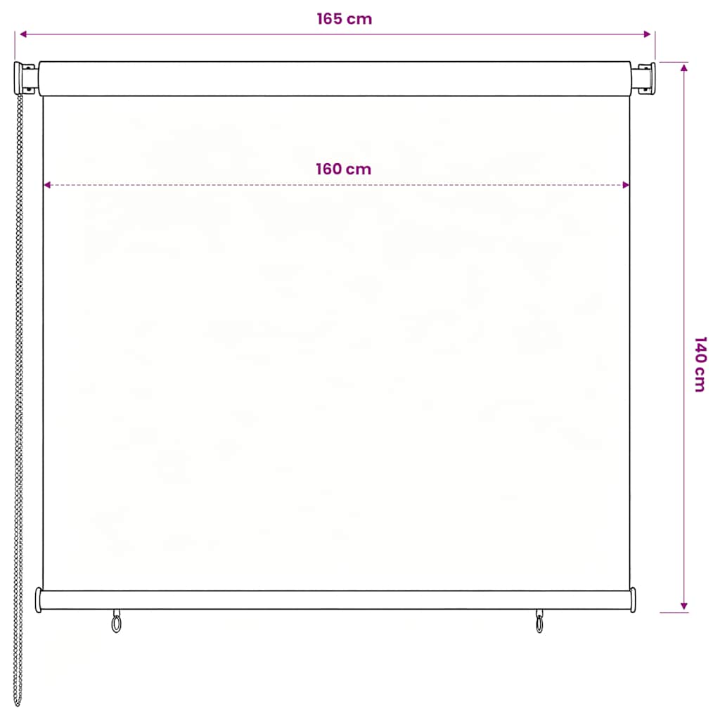 udendørs rullegardin 165 (B) x 140 (H) cm sort