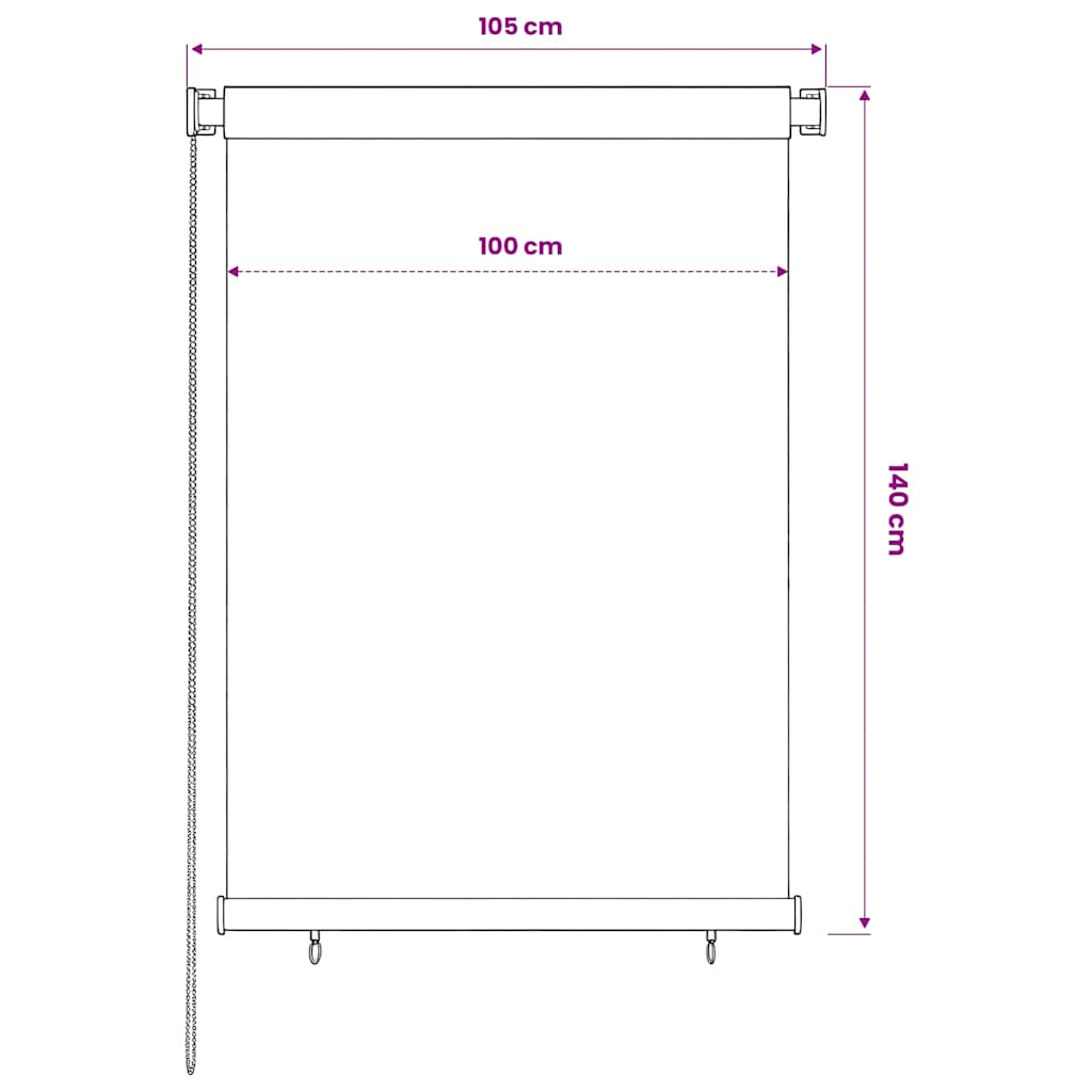 udendørs rullegardin 100x140 cm HDPE brun