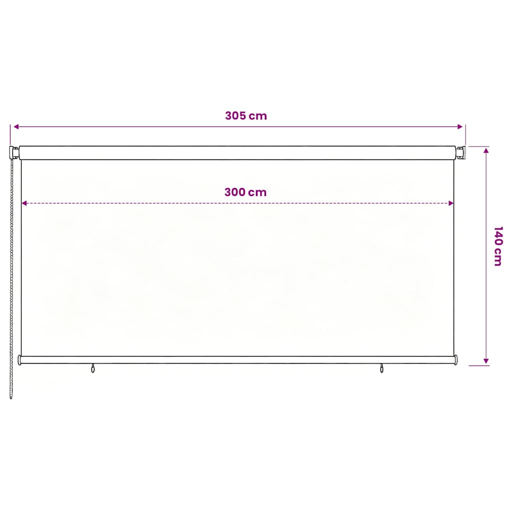 udendørs rullegardin 305 (B) x 140 (H) cm HDPE brun