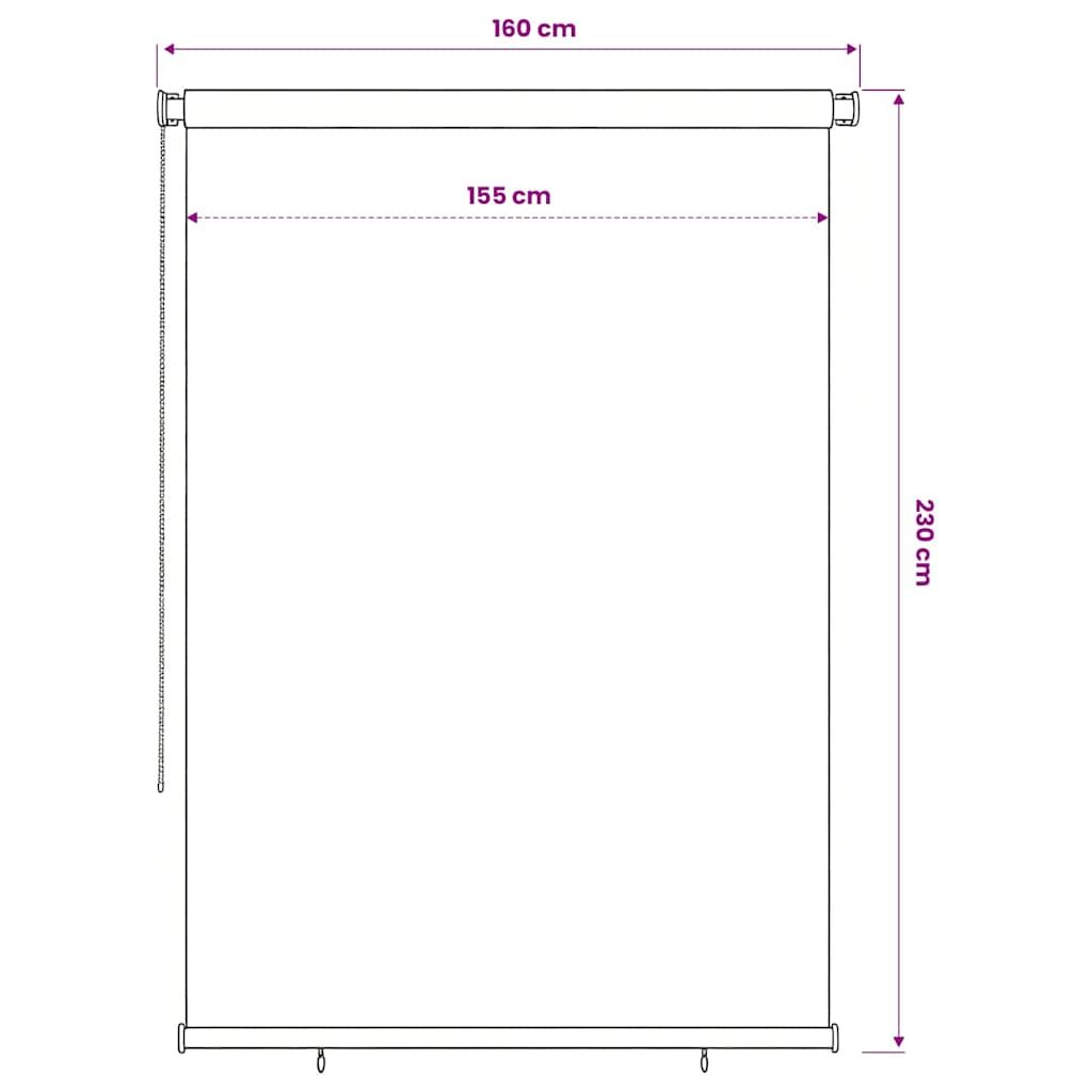 udendørs rullegardin 165 (B) x 230 (H) cm HDPE brun