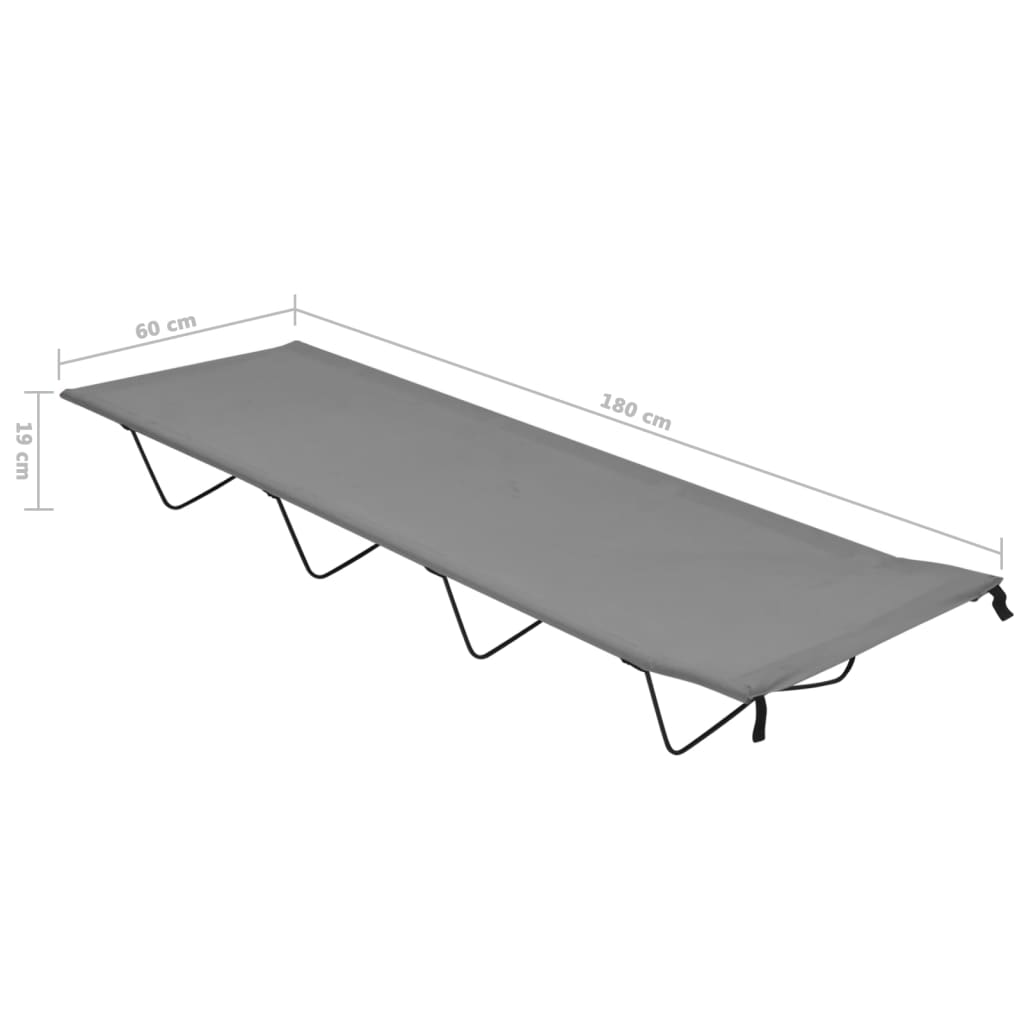 campingseng 180x60x19 cm oxfordstof og stål grå