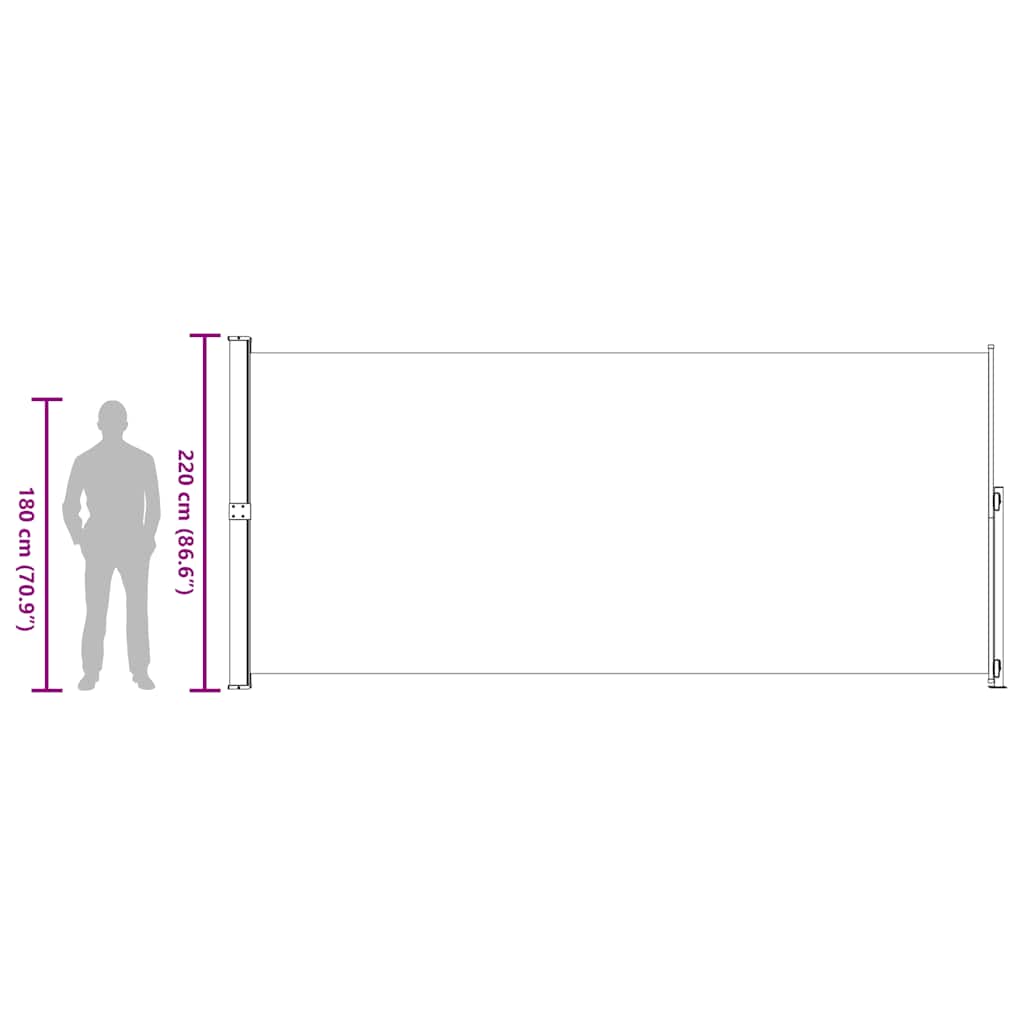 sammenrullelig sidemarkise til terrassen 220x514 cm cremefarvet