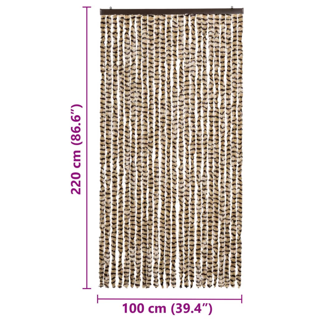 insektgardin 100x220 cm chenille beige og brun
