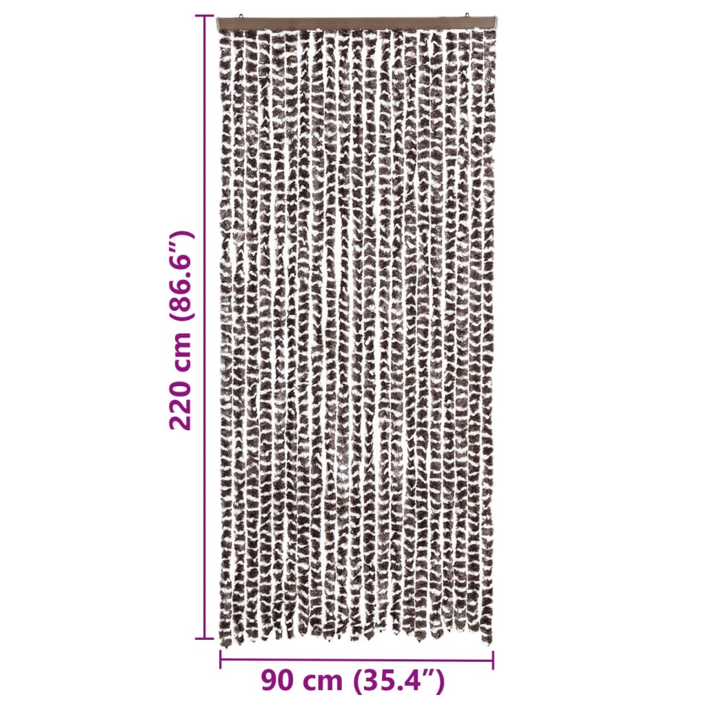 insektgardin 90x220 cm chenille brun og hvid
