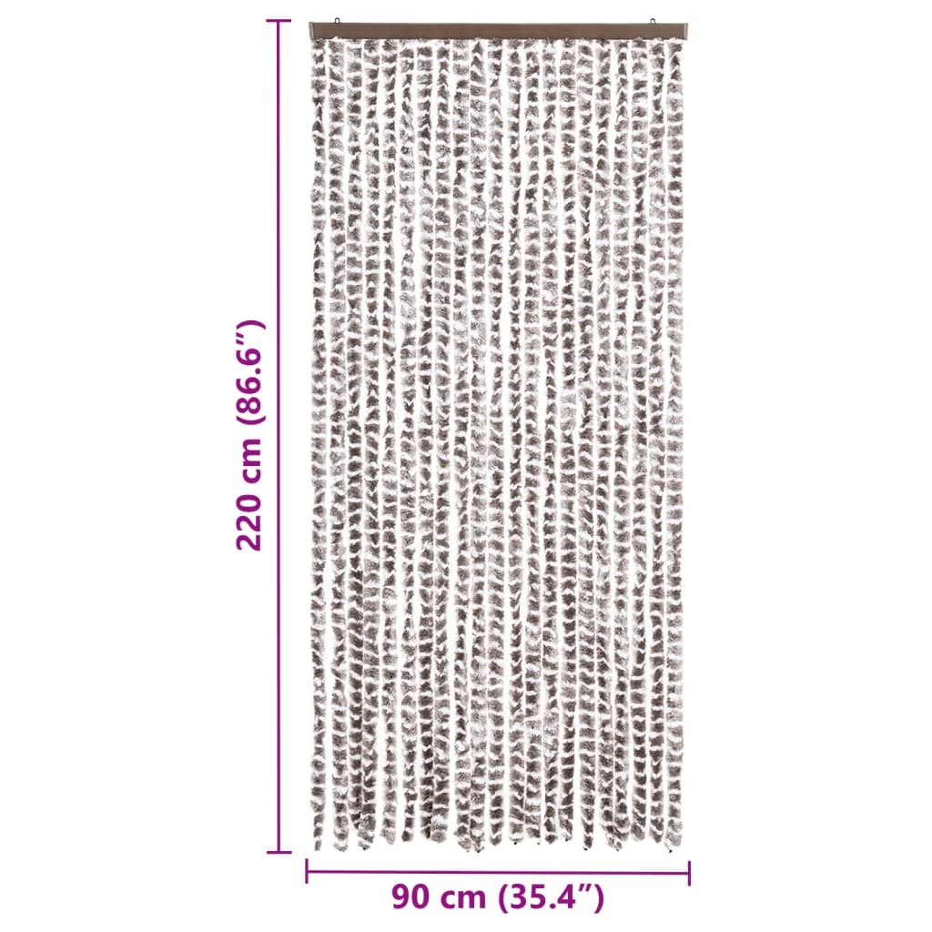 insektgardin 90x220 cm chenille gråbrun og hvid
