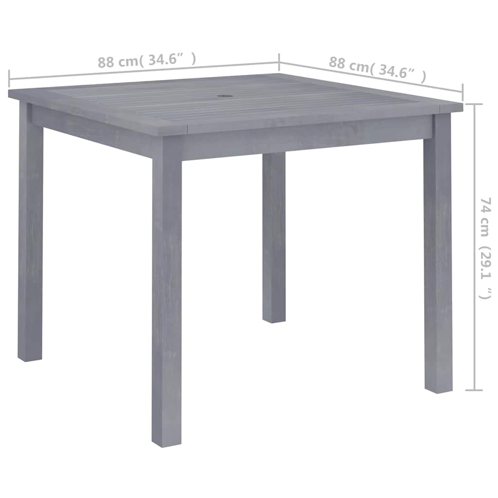 havebord 88x88x74 cm massivt akacietræ grå