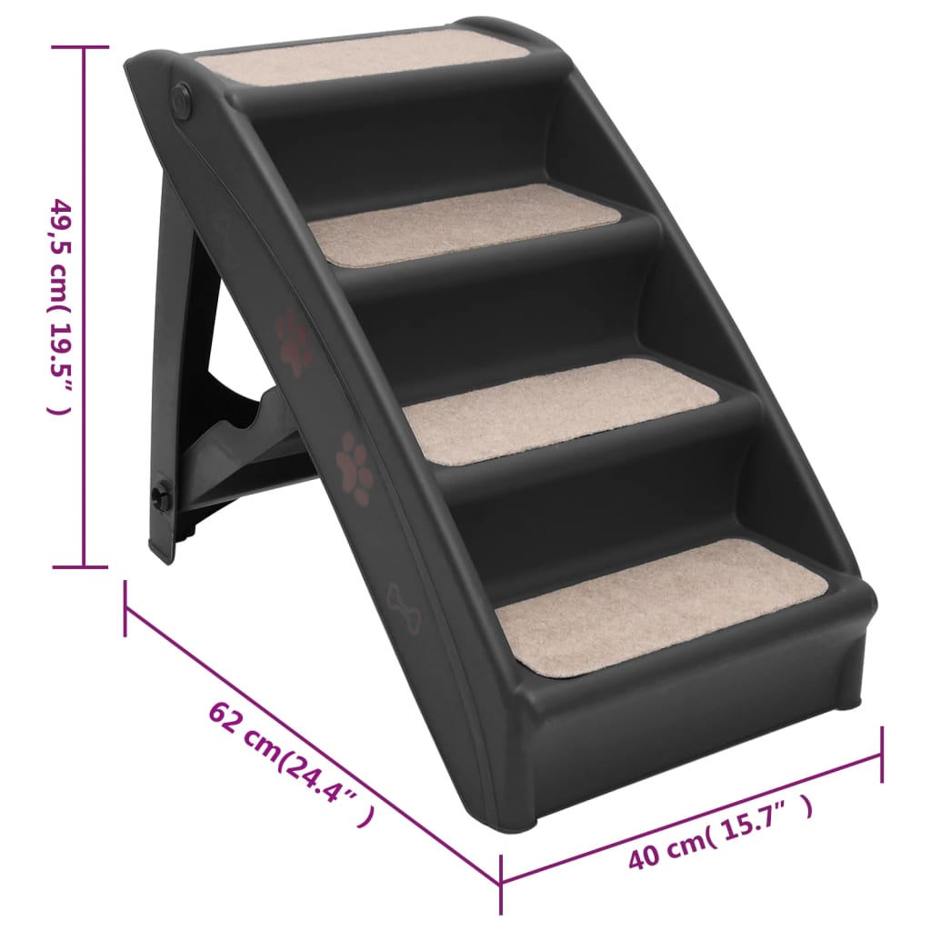 foldbar hundetrappe 62x40x49,5 cm sort