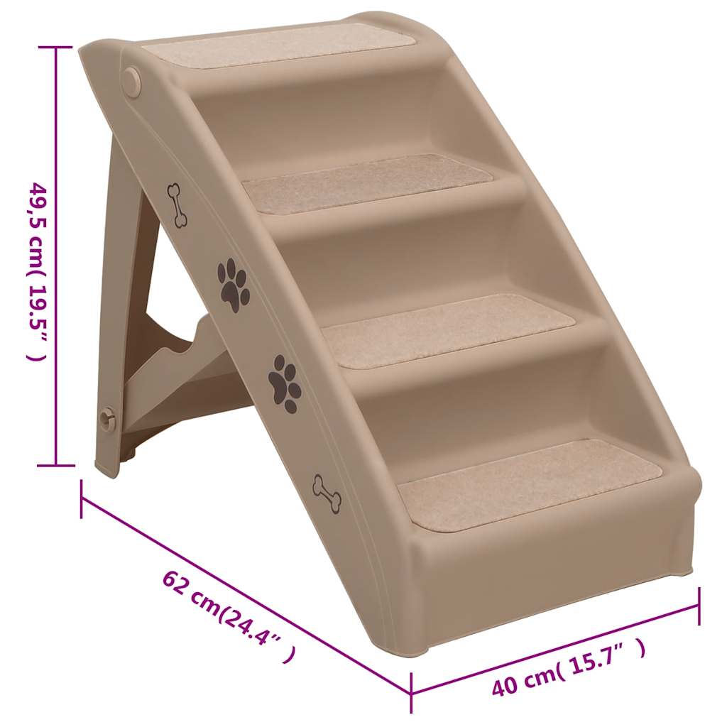 foldbar hundetrappe 62x40x49,5 cm brun