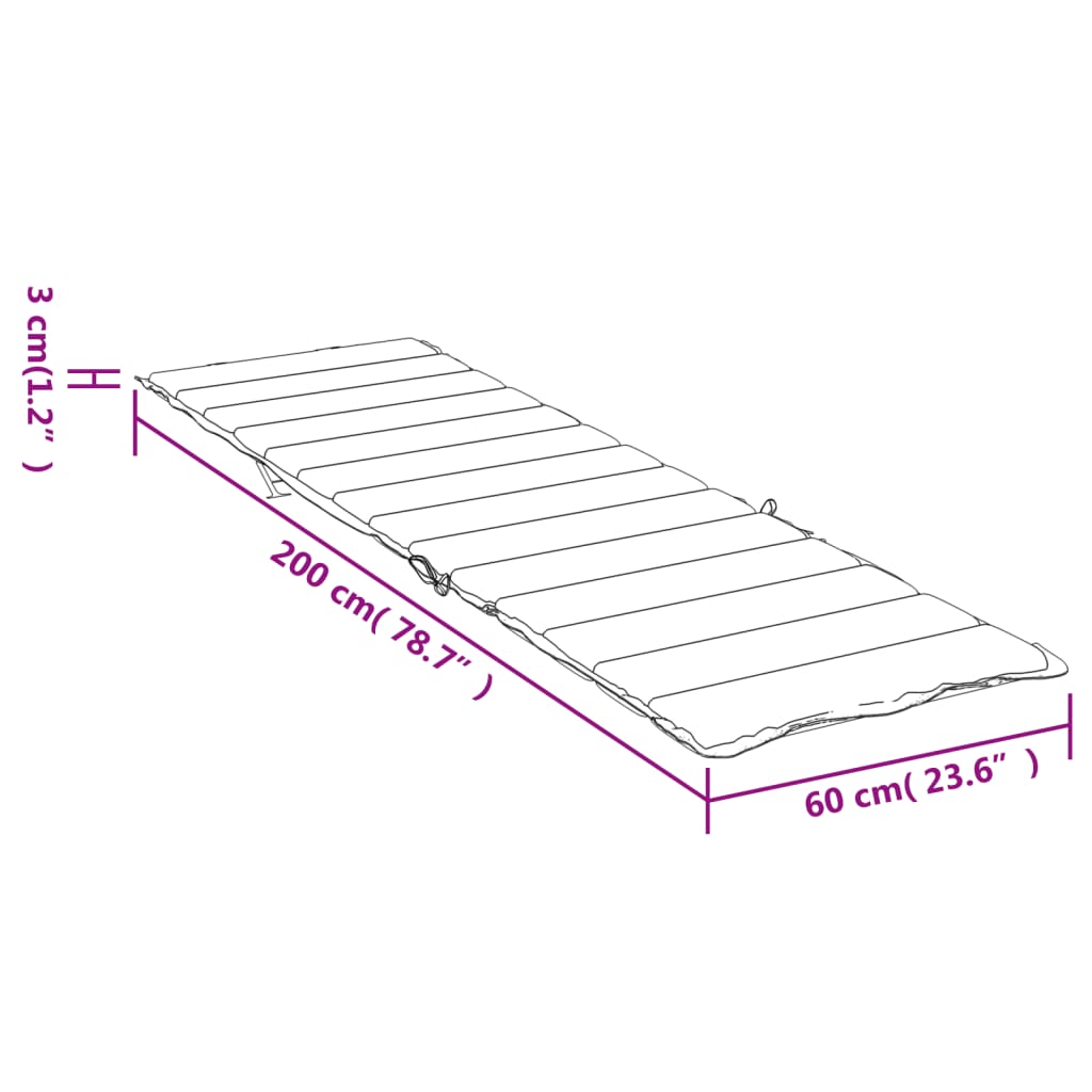 hynde til liggestol 200x60x3 cm oxfordstof antracitgrå