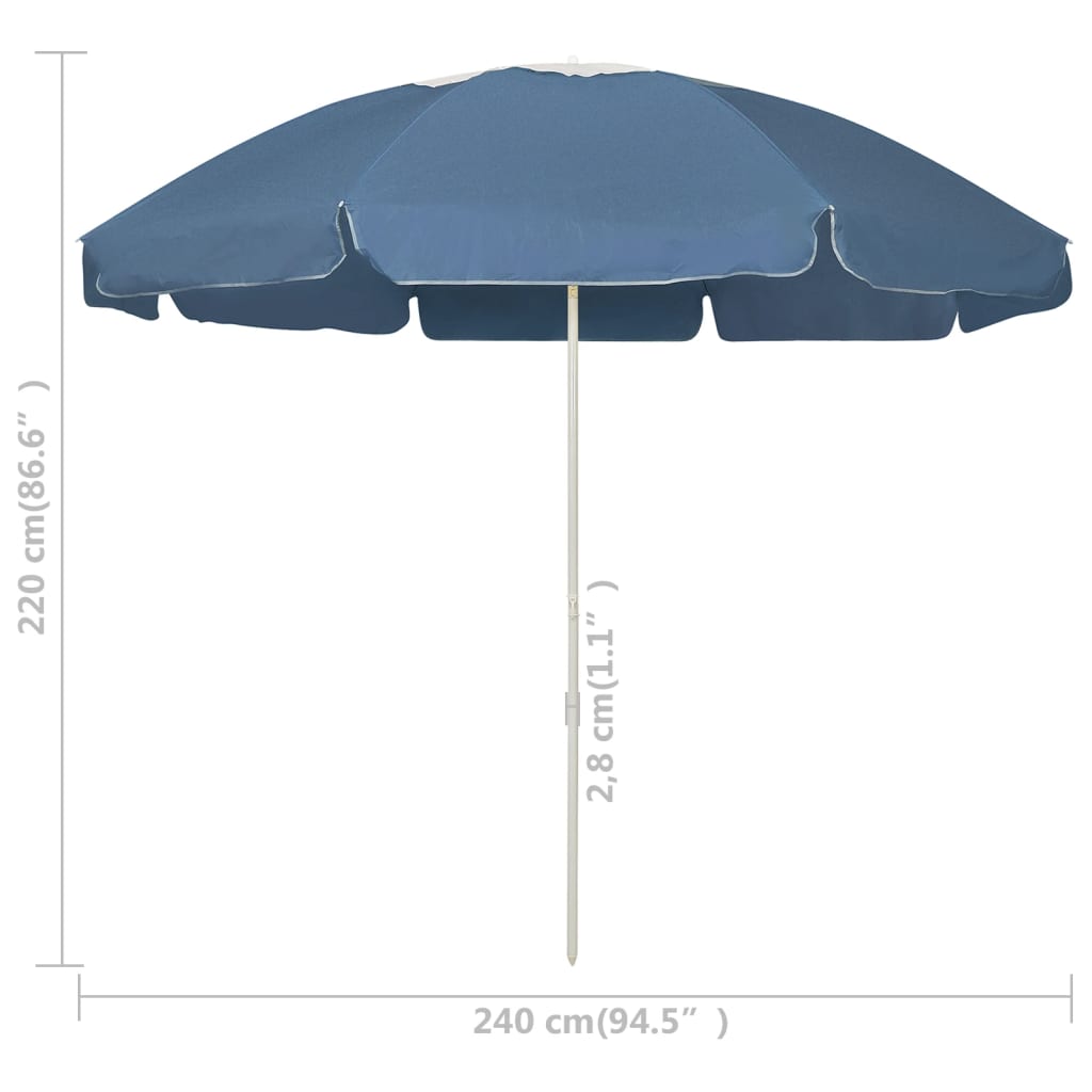 strandparasol 240 cm blå