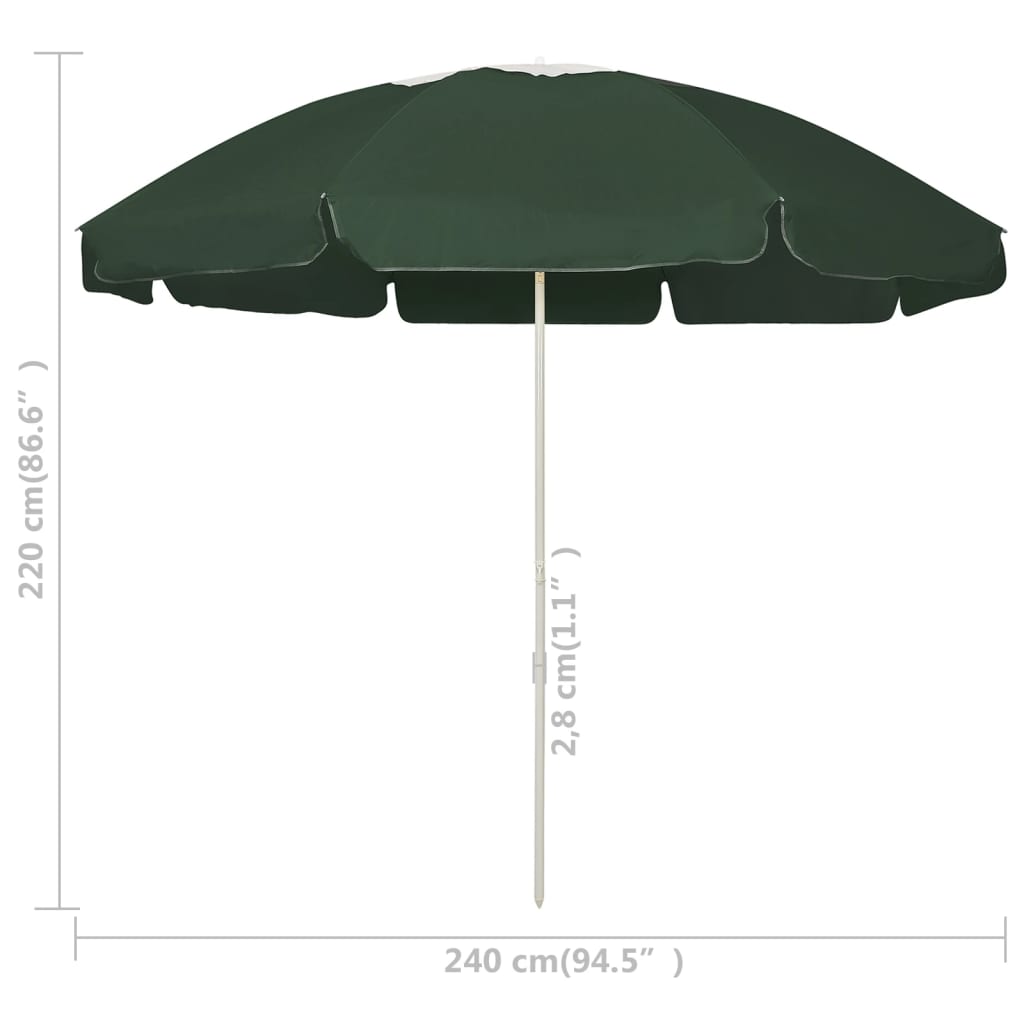 strandparasol 240 cm grøn
