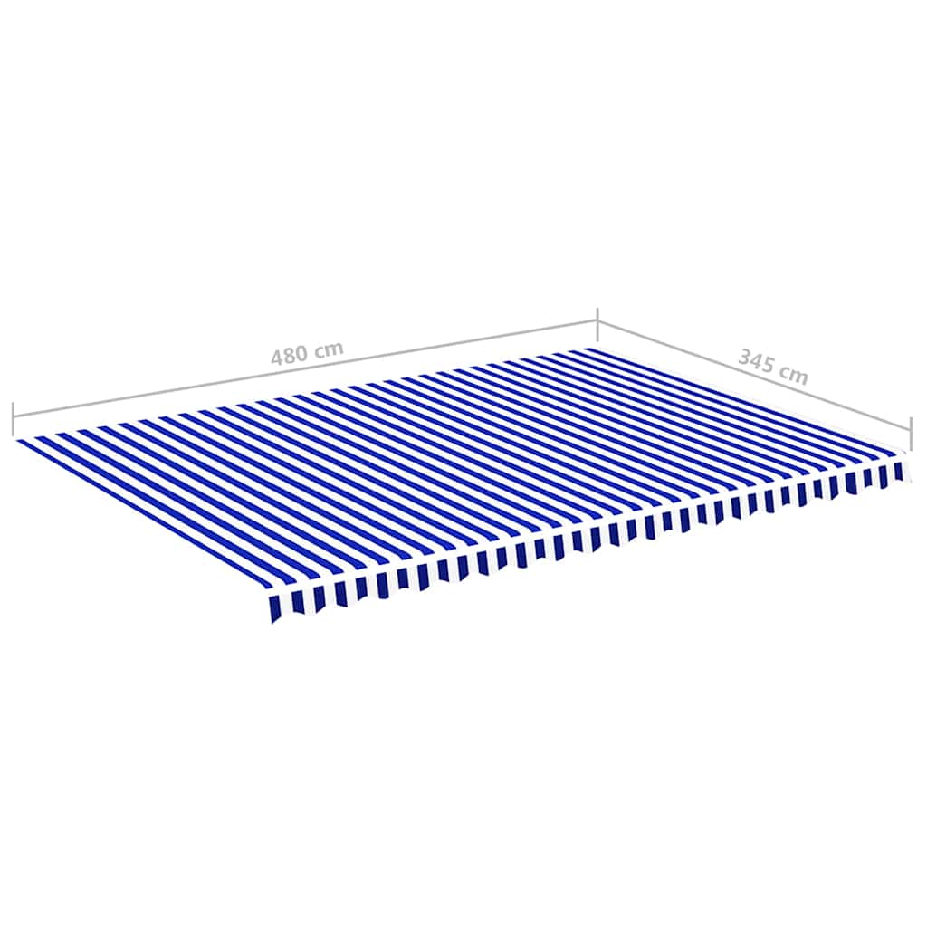 udskiftningsdug til markise 500x350 cm polyester blå og hvid