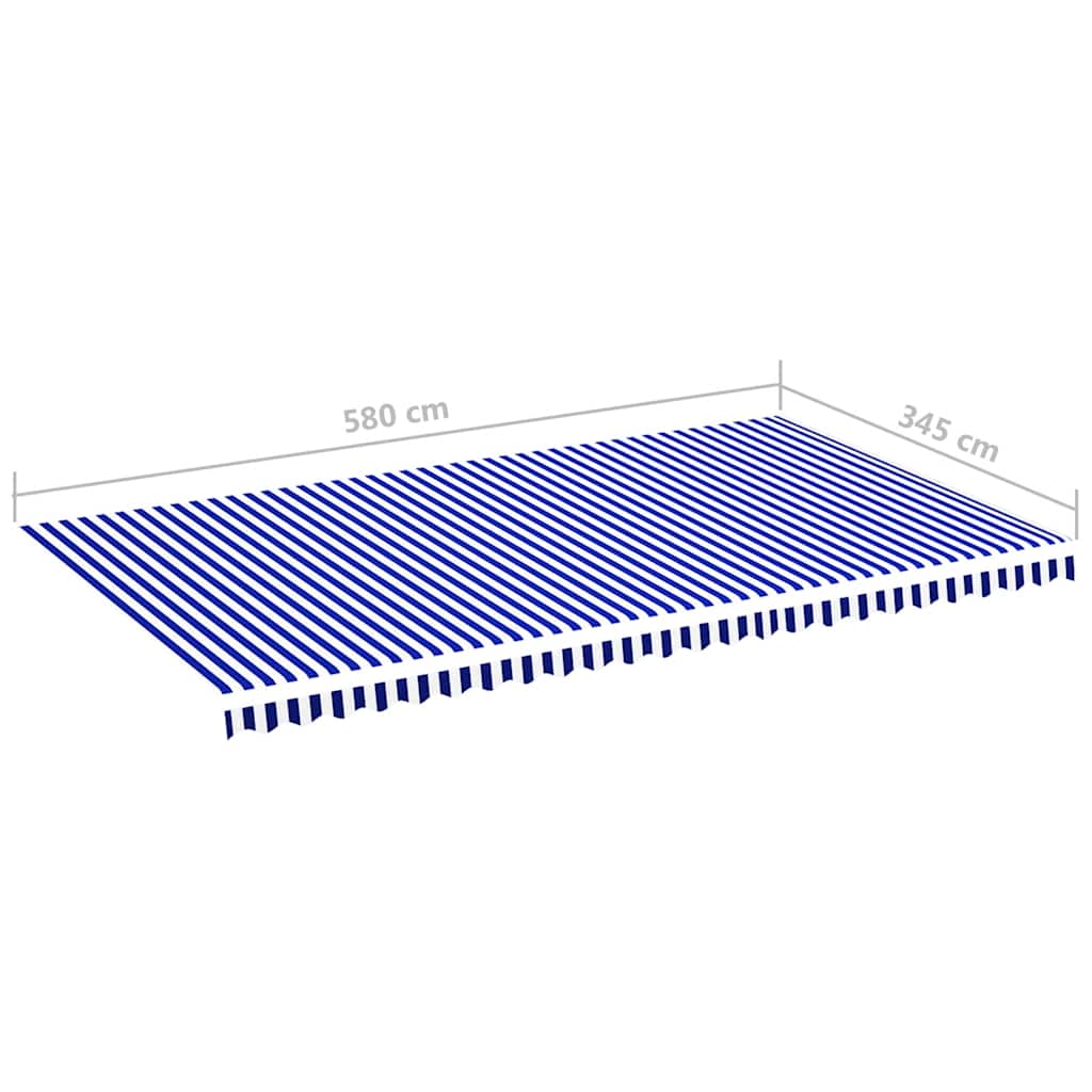 udskiftningsdug til markise 600x350 cm polyester blå og hvid