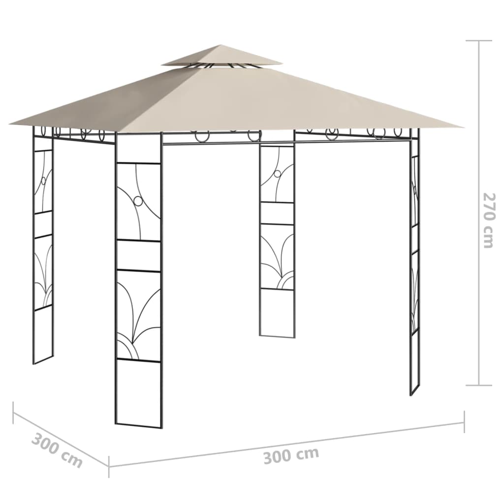 pavillon 3x3x2,7 m 160 g/m² cremefarvet