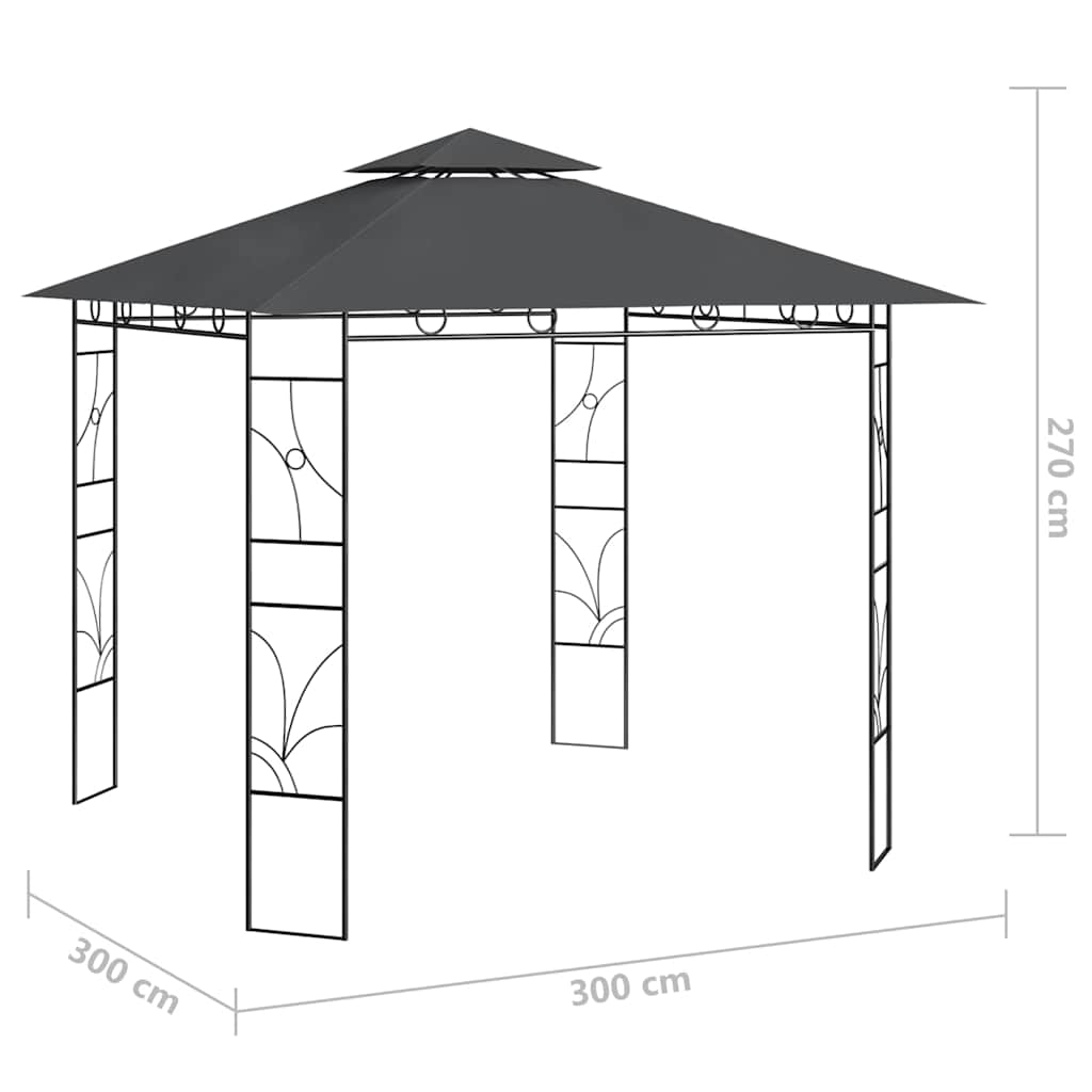 pavillon 3x3x2,7 m 160 g/m² antracitgrå
