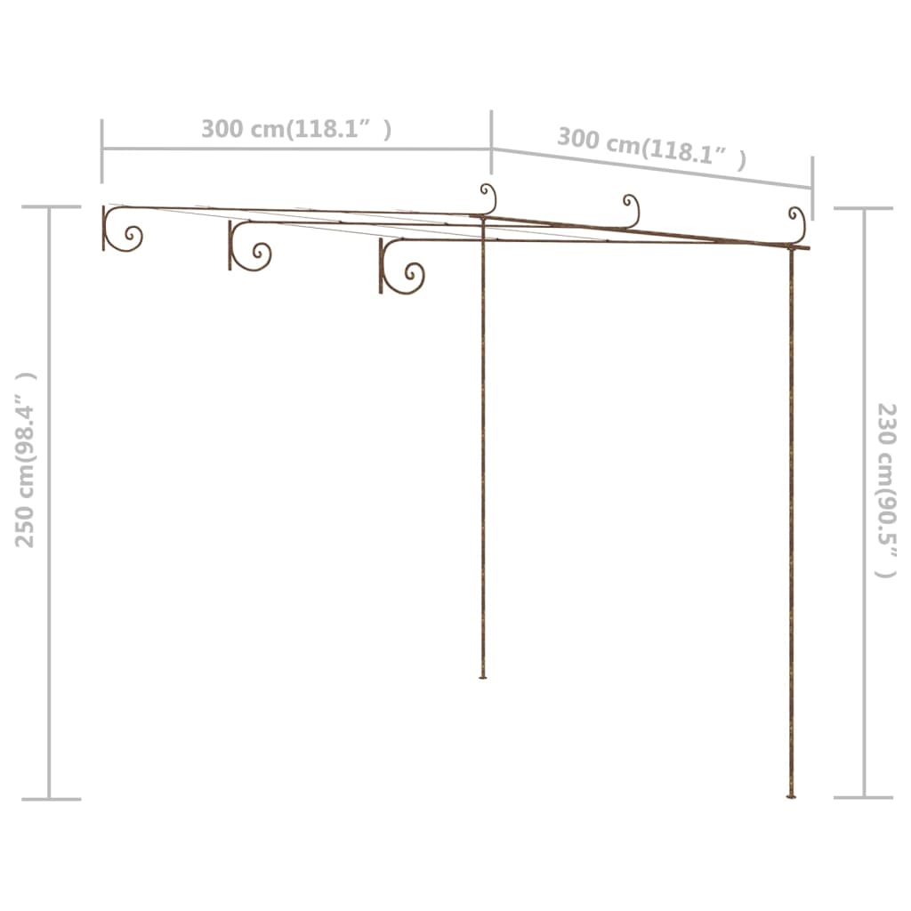 pergola 3x3x2,5 m jern antikbrun