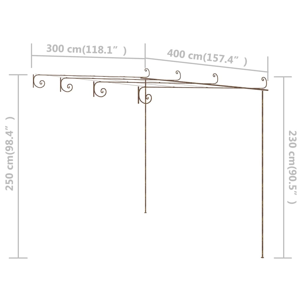 pergola 4x3x2,5 m jern antikbrun