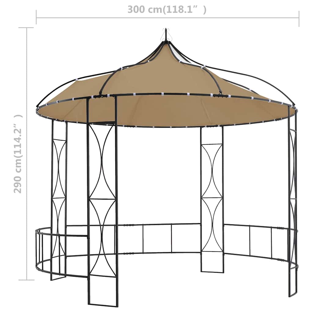 pavillon 300x290 cm rund gråbrun