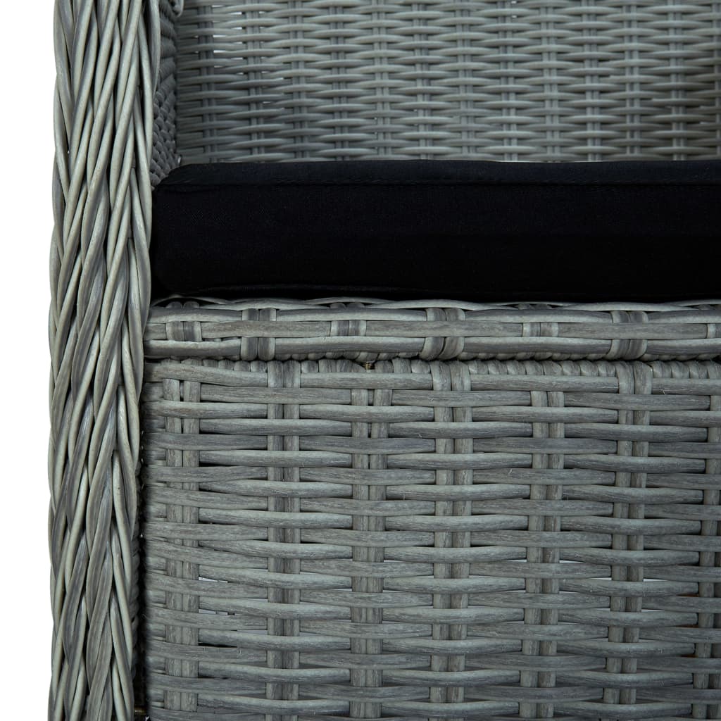 havestole med hynder 2 stk. polyrattan lysegrå