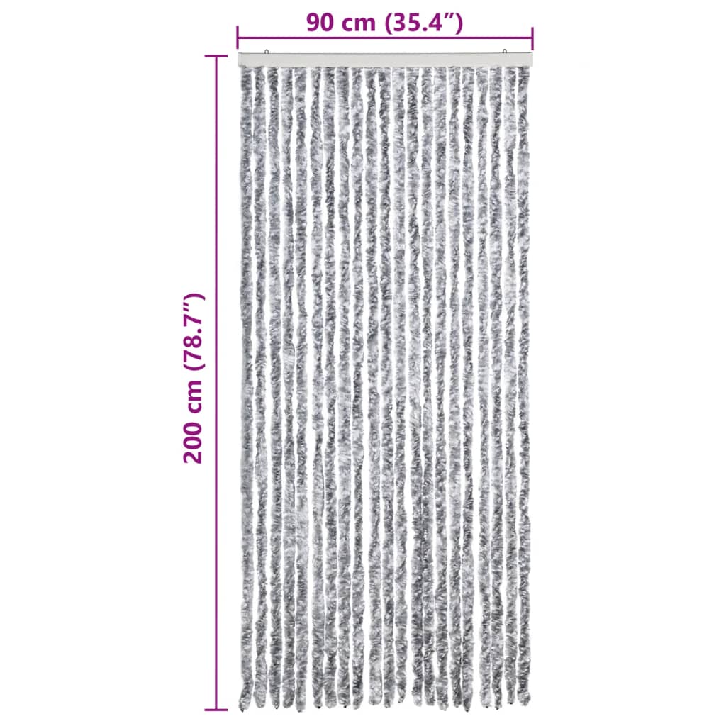insektgardin 90x200 cm chenille grå og hvid