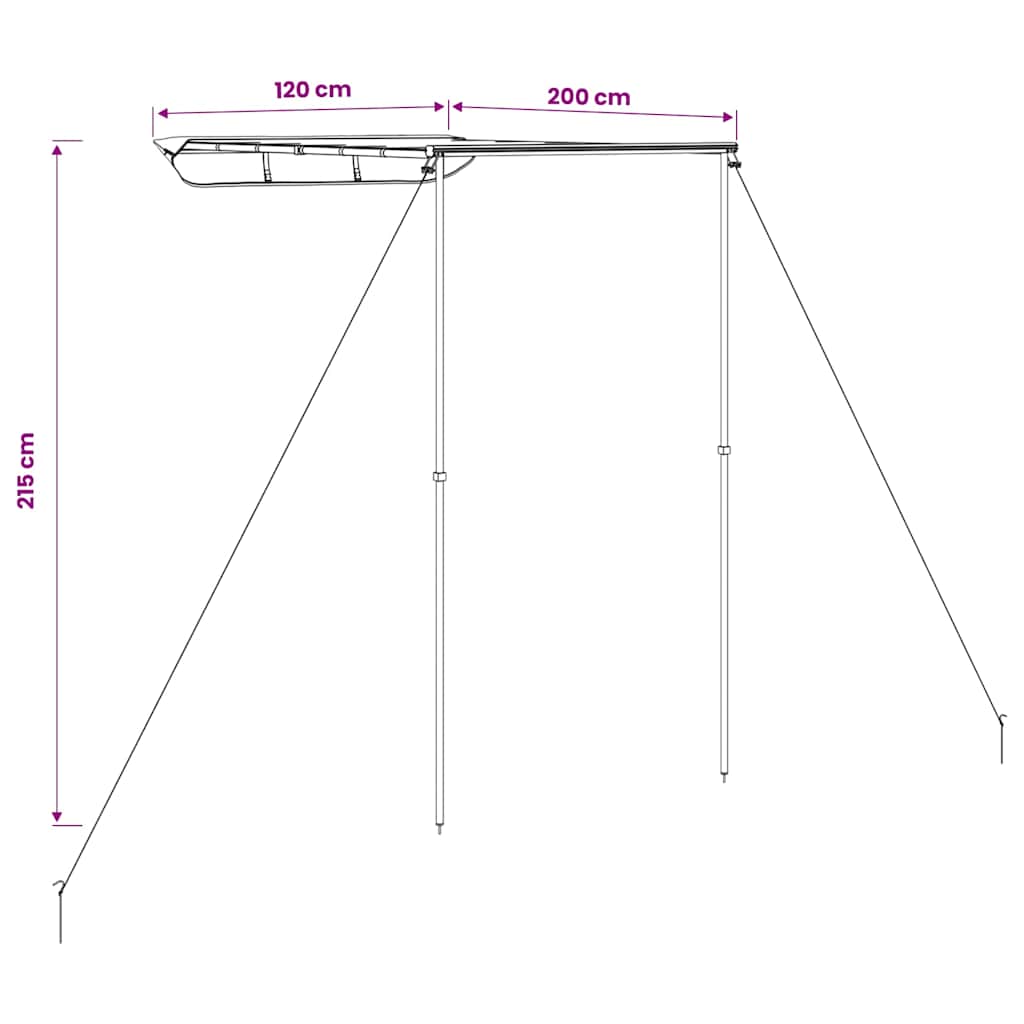 solsejl til campingvogn 1,2x2x2,15 m beige