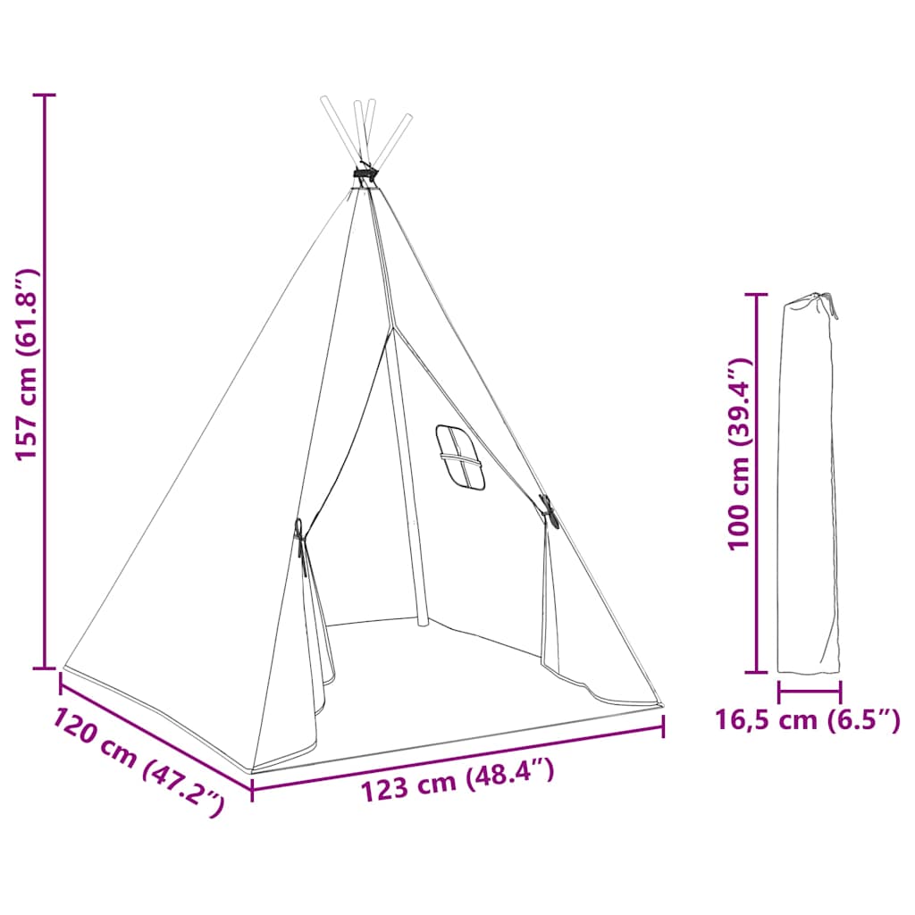 tipi til børn 115x115x160 cm med bærepose polyester grå