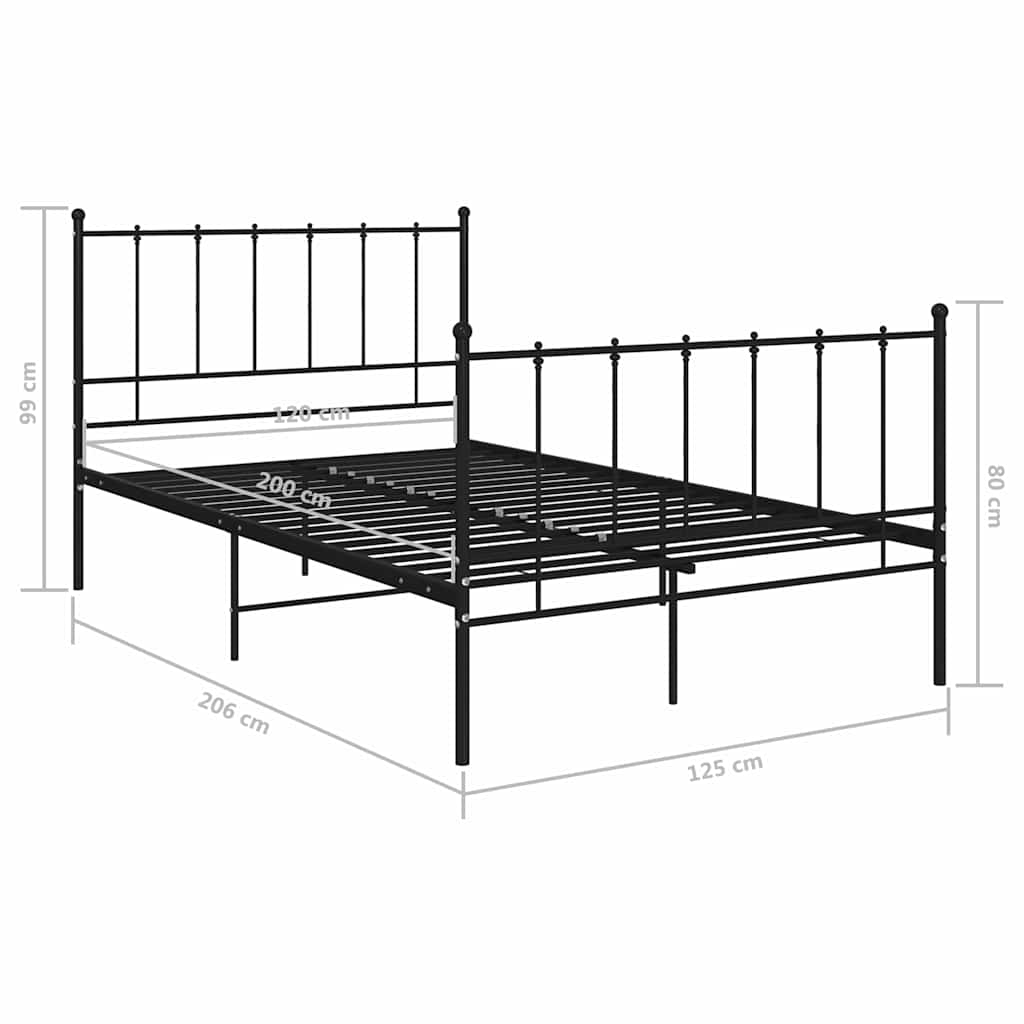 sengestel 120x200 cm metal sort