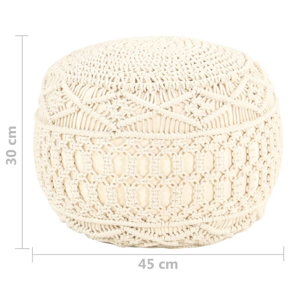 håndlavet macramépuf 45x30 cm bomuld