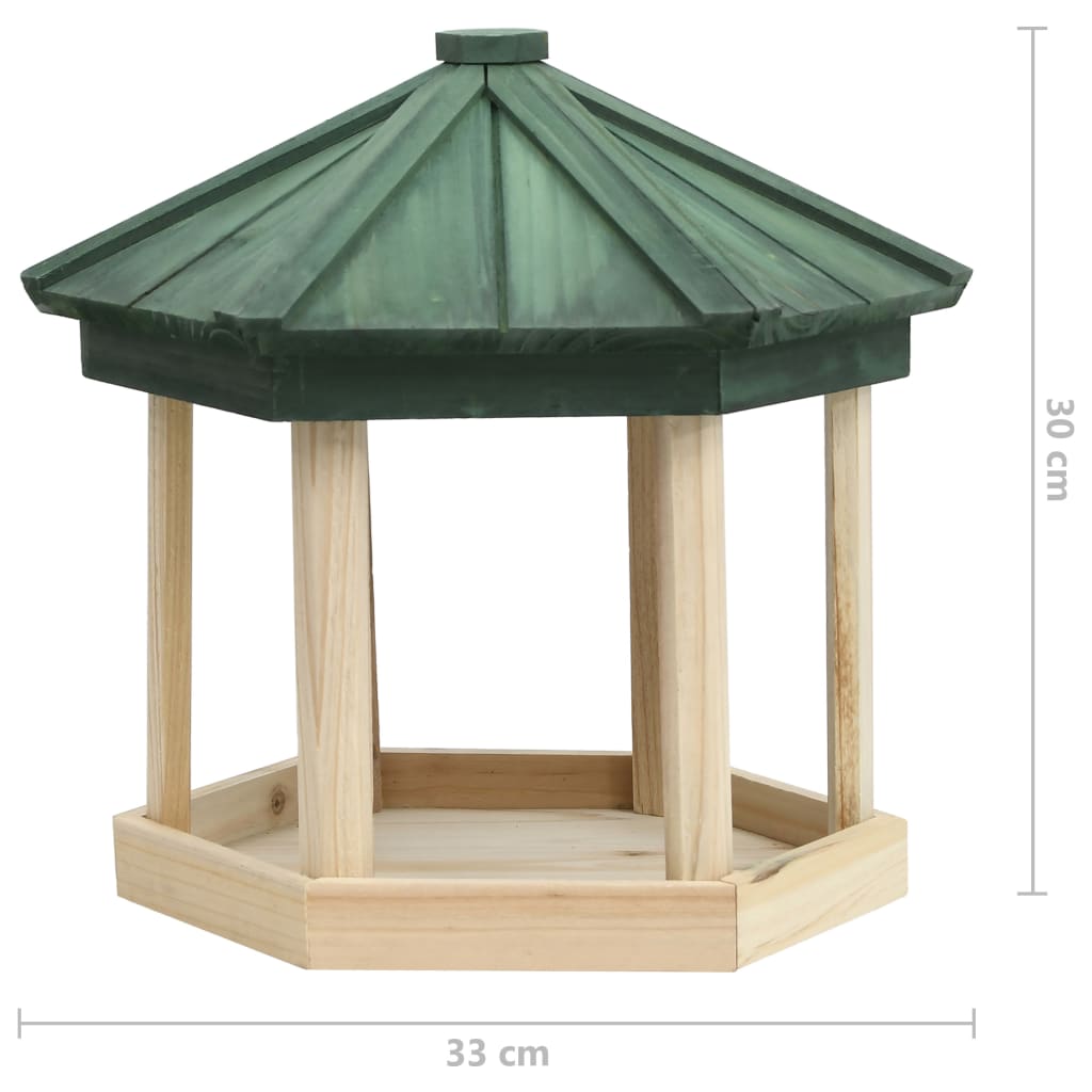 fuglefoderhus 33x30 cm ottekantet massivt fyrretræ