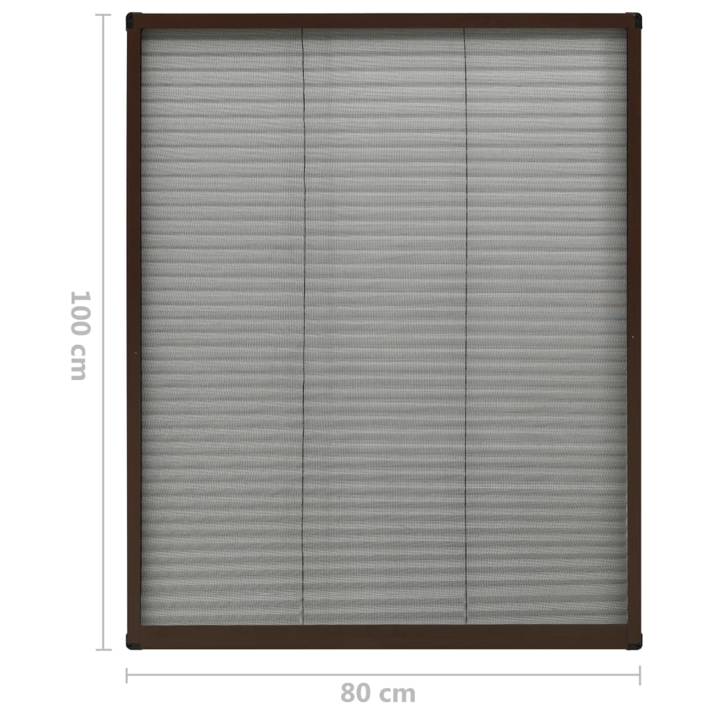 plisseret insektnet til vinduer aluminium 80x100 cm brun