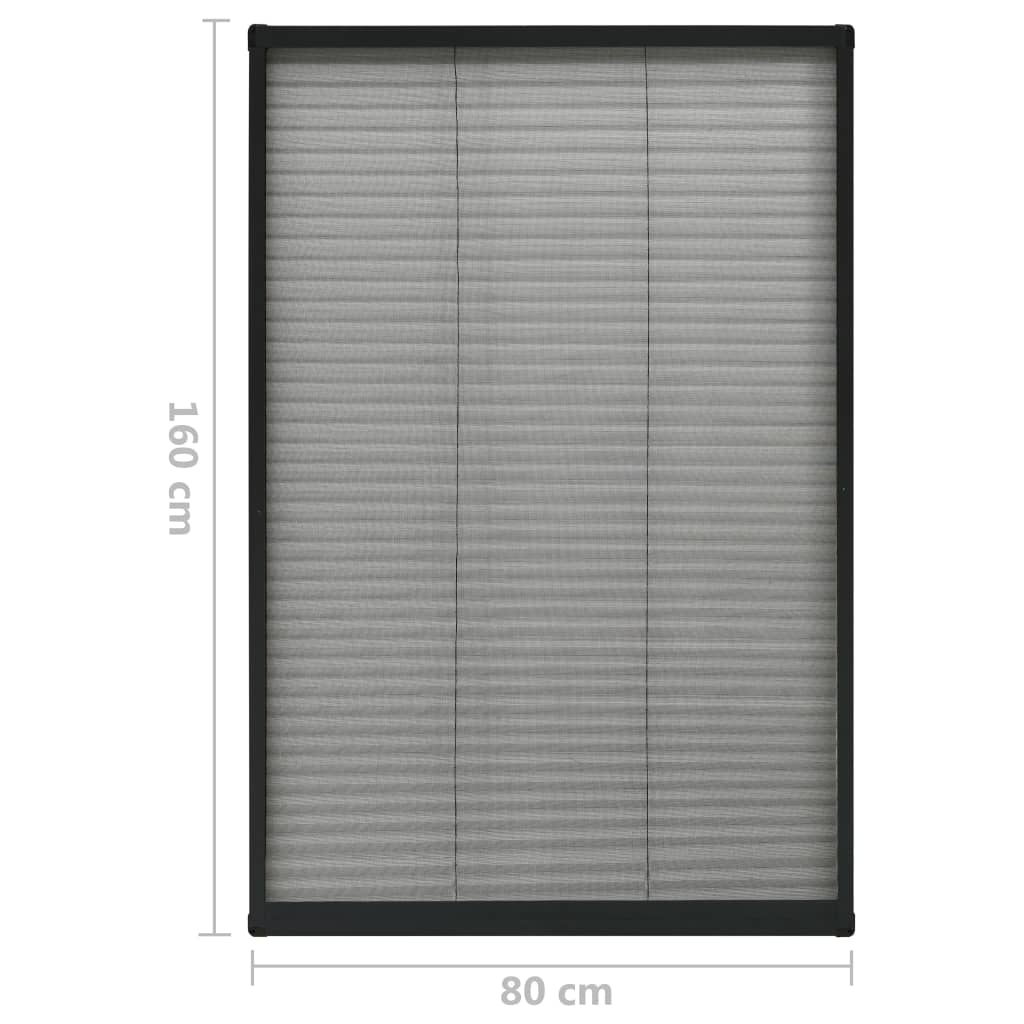 plisseret insektnet til vinduer 80x160 cm aluminium antracitgrå