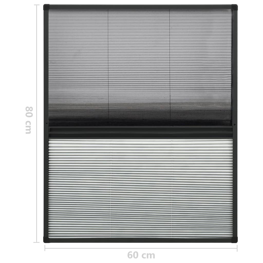 plisseret insektnet til vinduer aluminium 60x80 cm med skygge