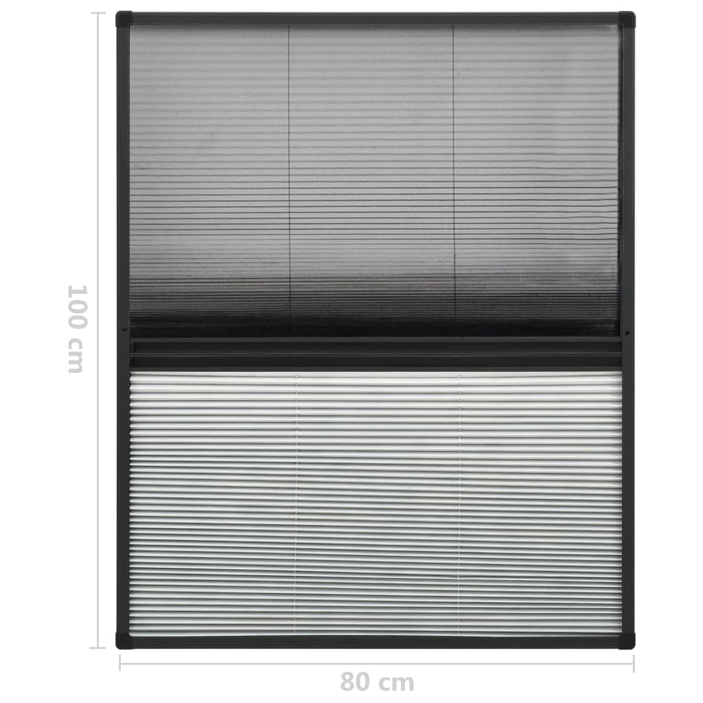 plisseret insektnet til vinduer 80x100 cm afskygning aluminium