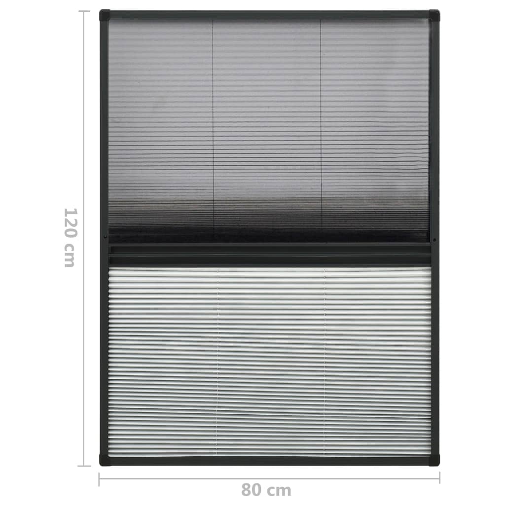 plisseret insektnet til vinduer 80x120 cm afskygning aluminium