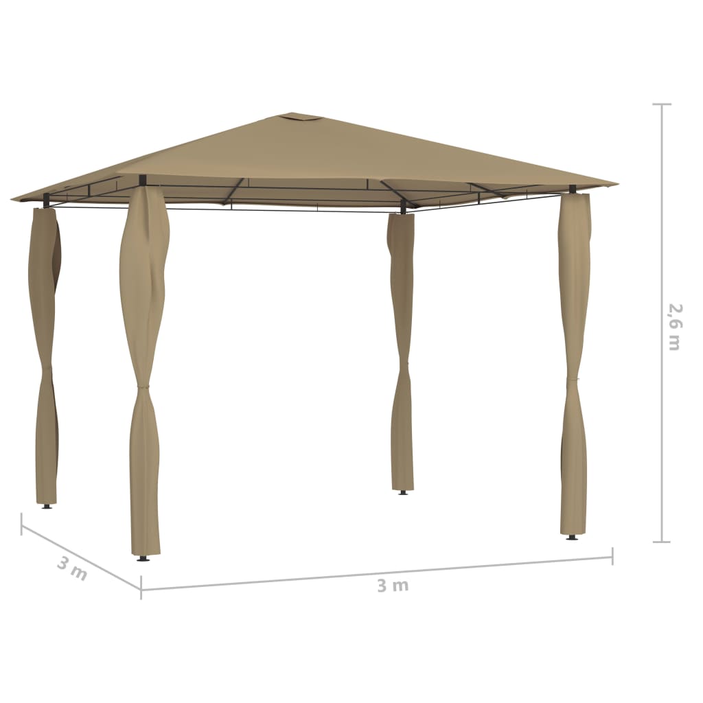 med stolpeovertræk 3x3x2,6 m 160 g/m² gråbrun