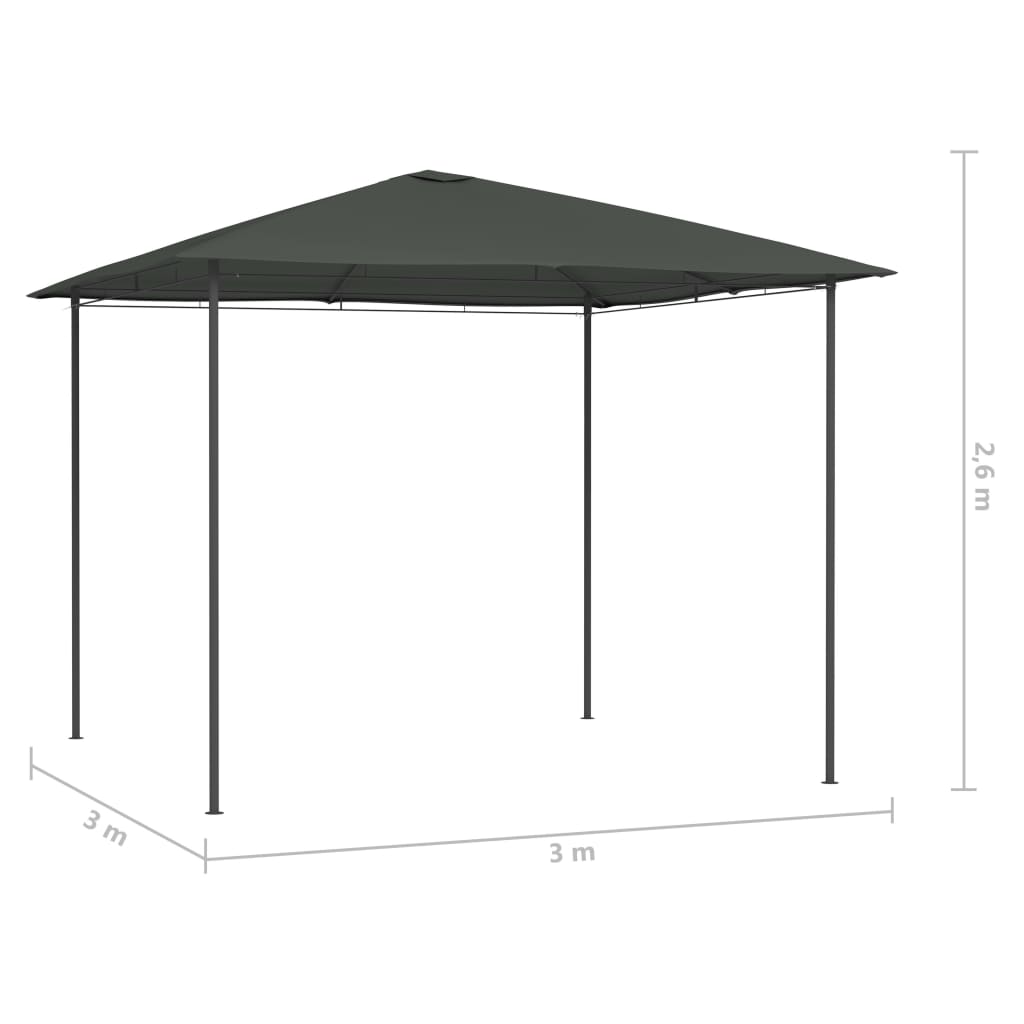 pavillon 3x3x2,6 m 160 g/m² antracitgrå
