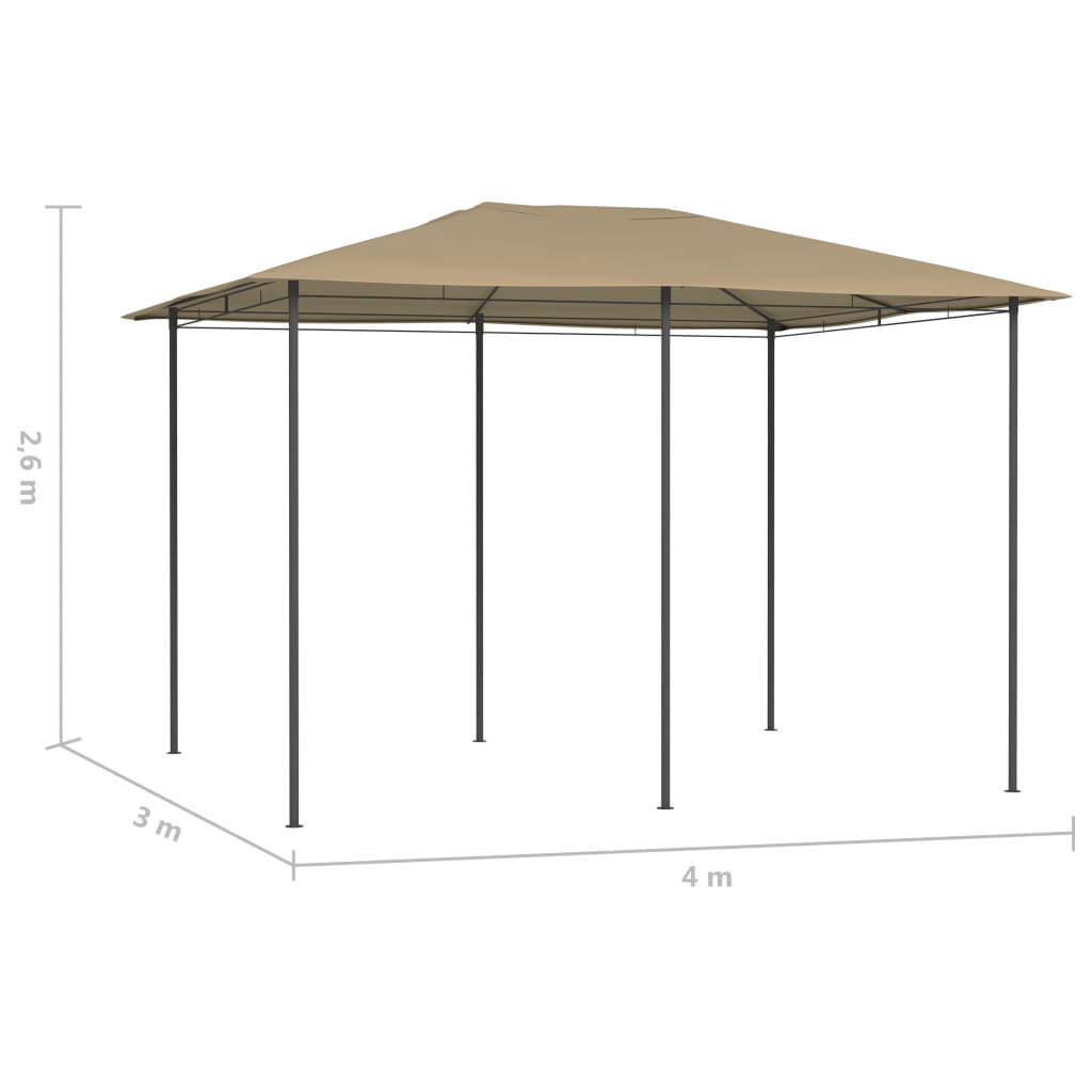 havepavillon 3x4x2,6 160 g/m² gråbrun