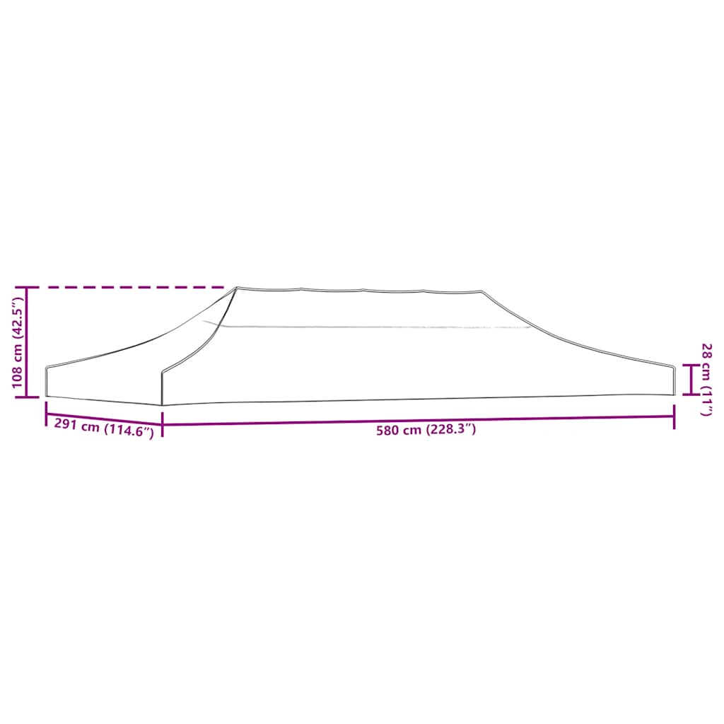 tag til festtelt 6x3 m 270 g/m² gråbrun