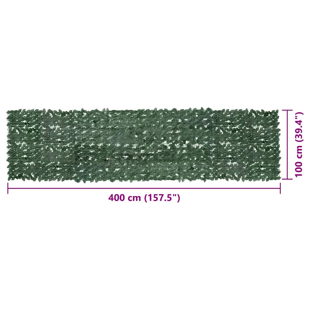 altanafskærmning 400x100 cm mørkegrønne blade