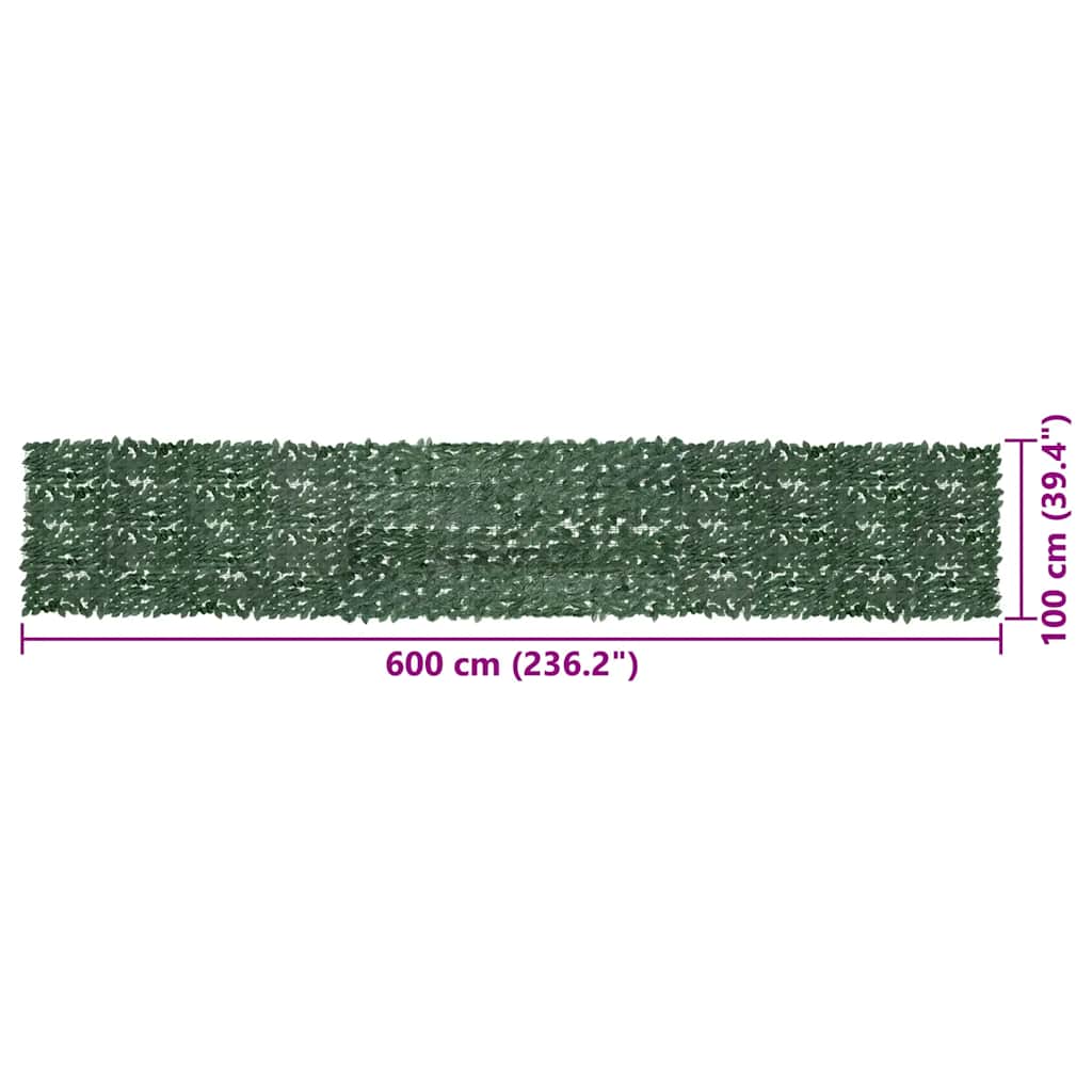 altanafskærmning 600x100 cm mørkegrønne blade