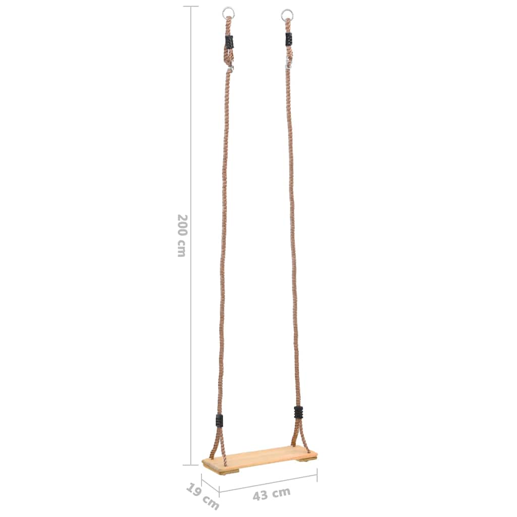 gynge med plade 200 cm massivt fyrretræ