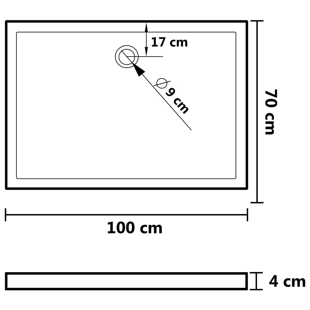 Brusebunde 70 x 100 x 4 cm ABS