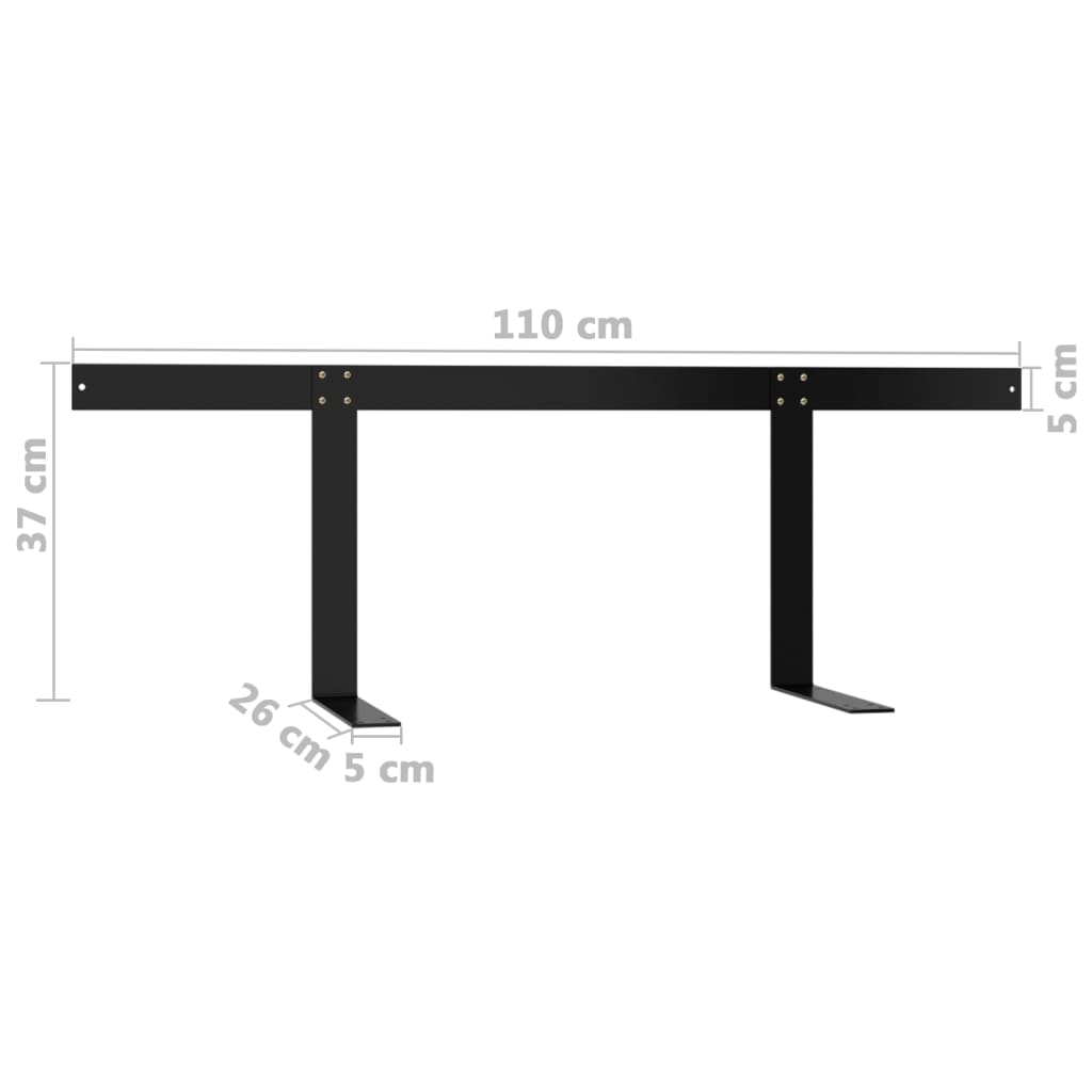 ryglæn til pallesofa 110 cm jern sort